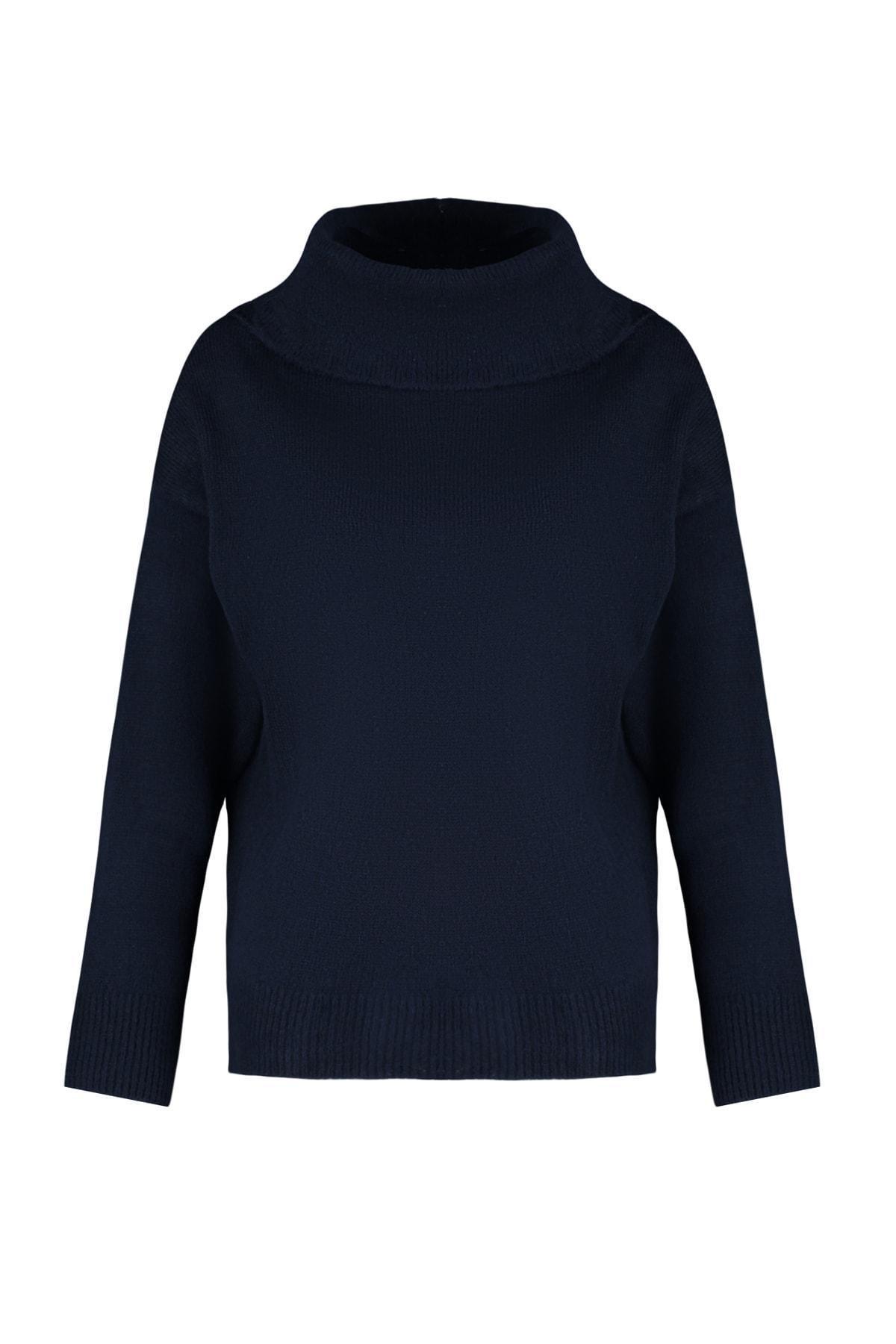 Navy Carmen Collar Sweater, Dark blue, large image number 5