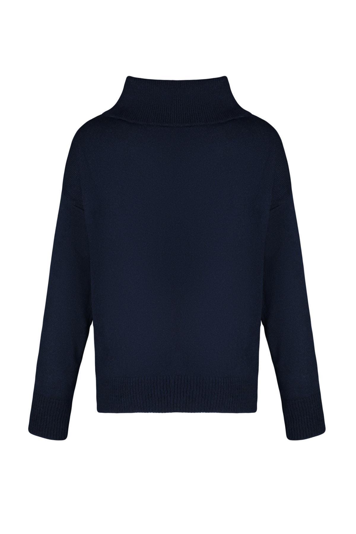 Navy Carmen Collar Sweater, Dark blue, large image number 6