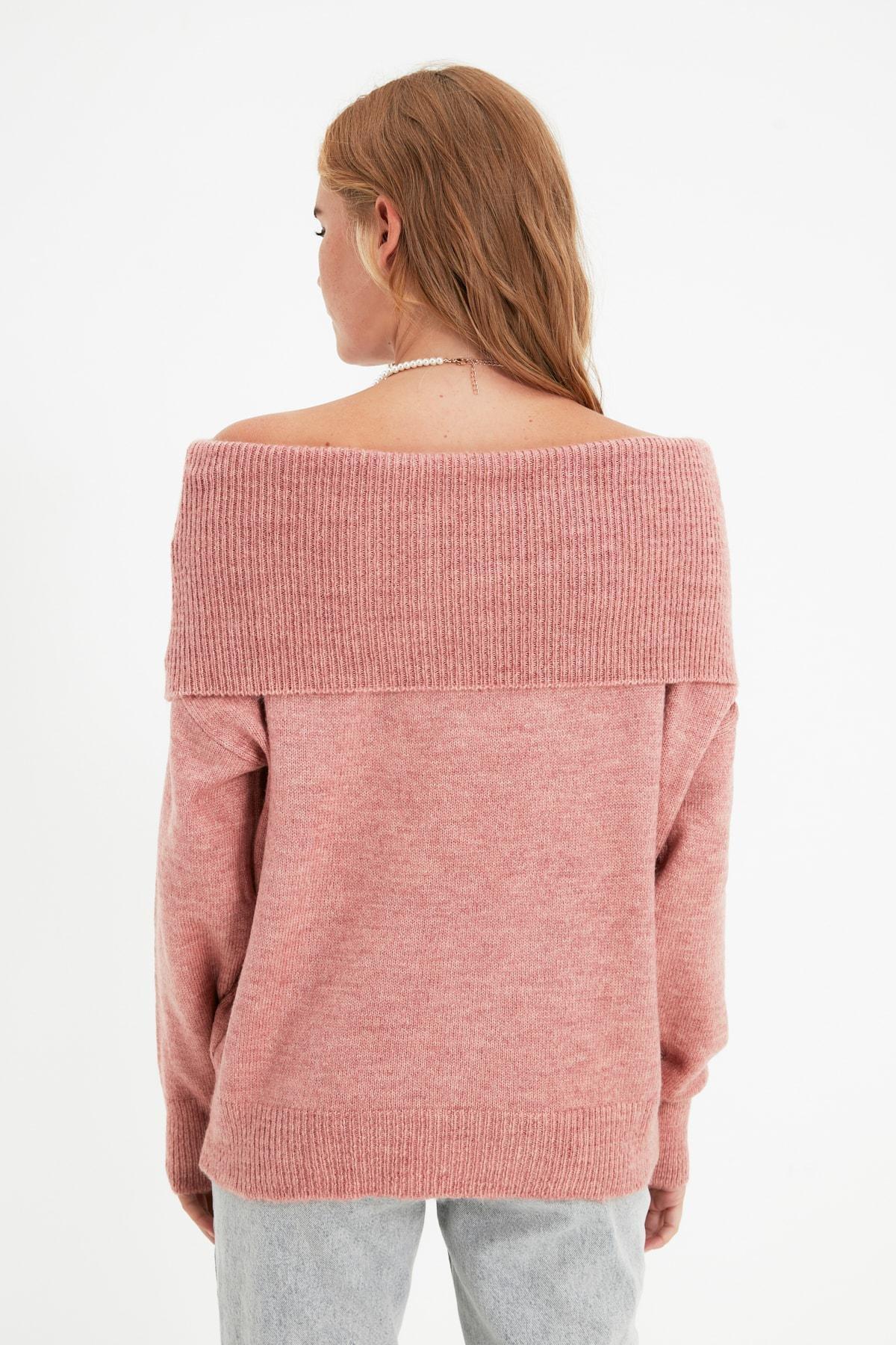 Pink Carmen Collar Sweater, Pink, large image number 4