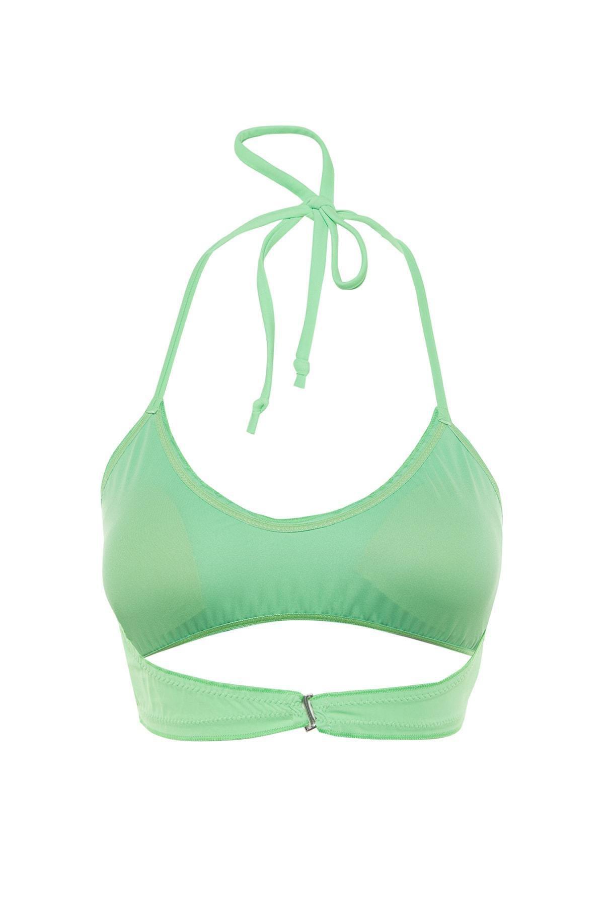 Green Plain Bikini Top, Green, large image number 6