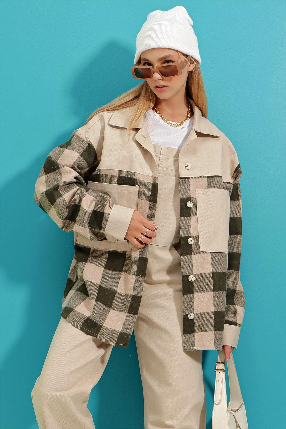 Beige Plaid Shirt, , large image number 0