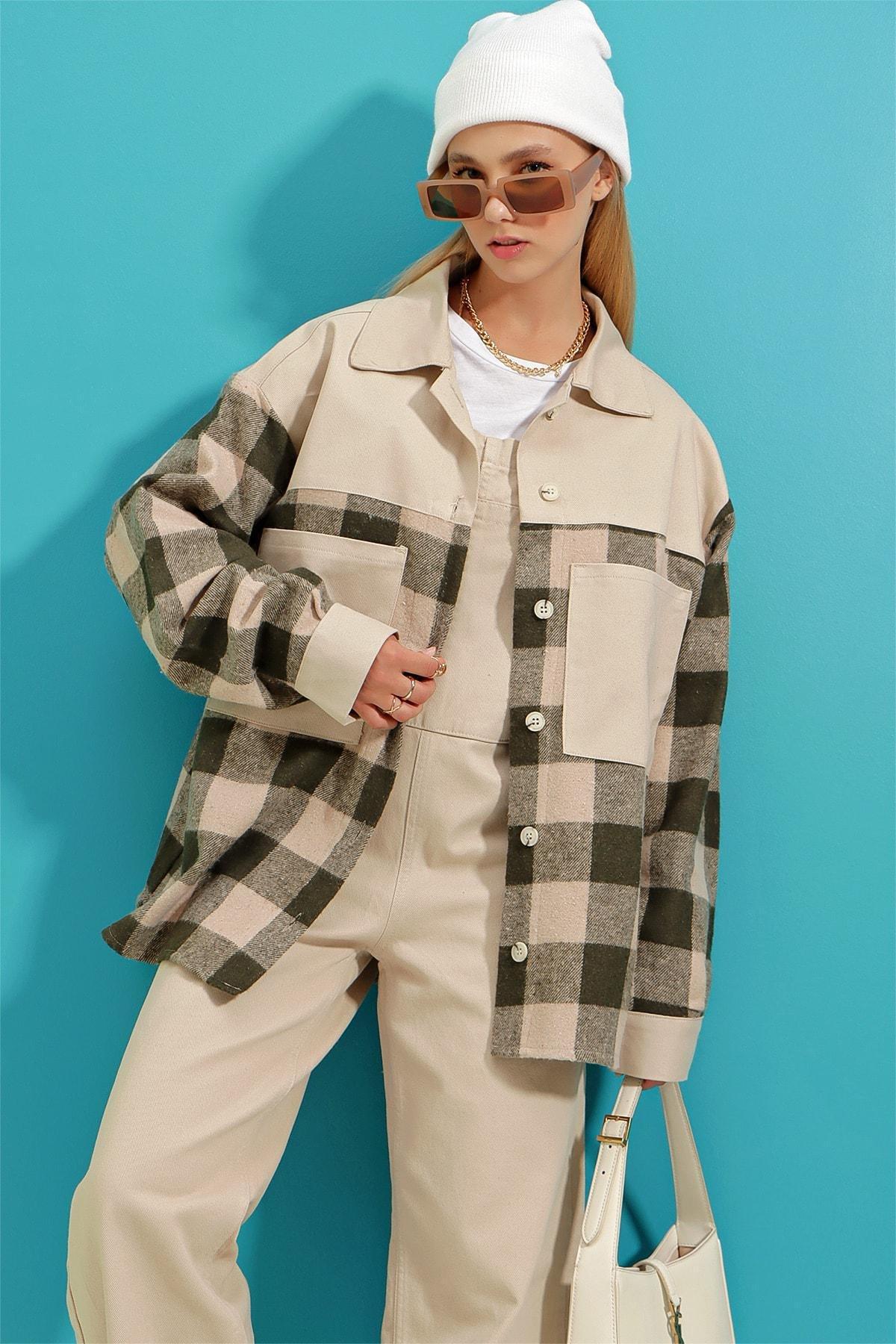 Beige Plaid Shirt, , large image number 4
