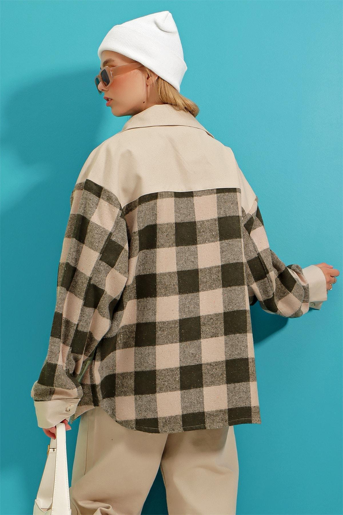 Beige Plaid Shirt, , large image number 5