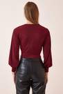 Happiness - Burgundy V-Neck Polyester Crop Top