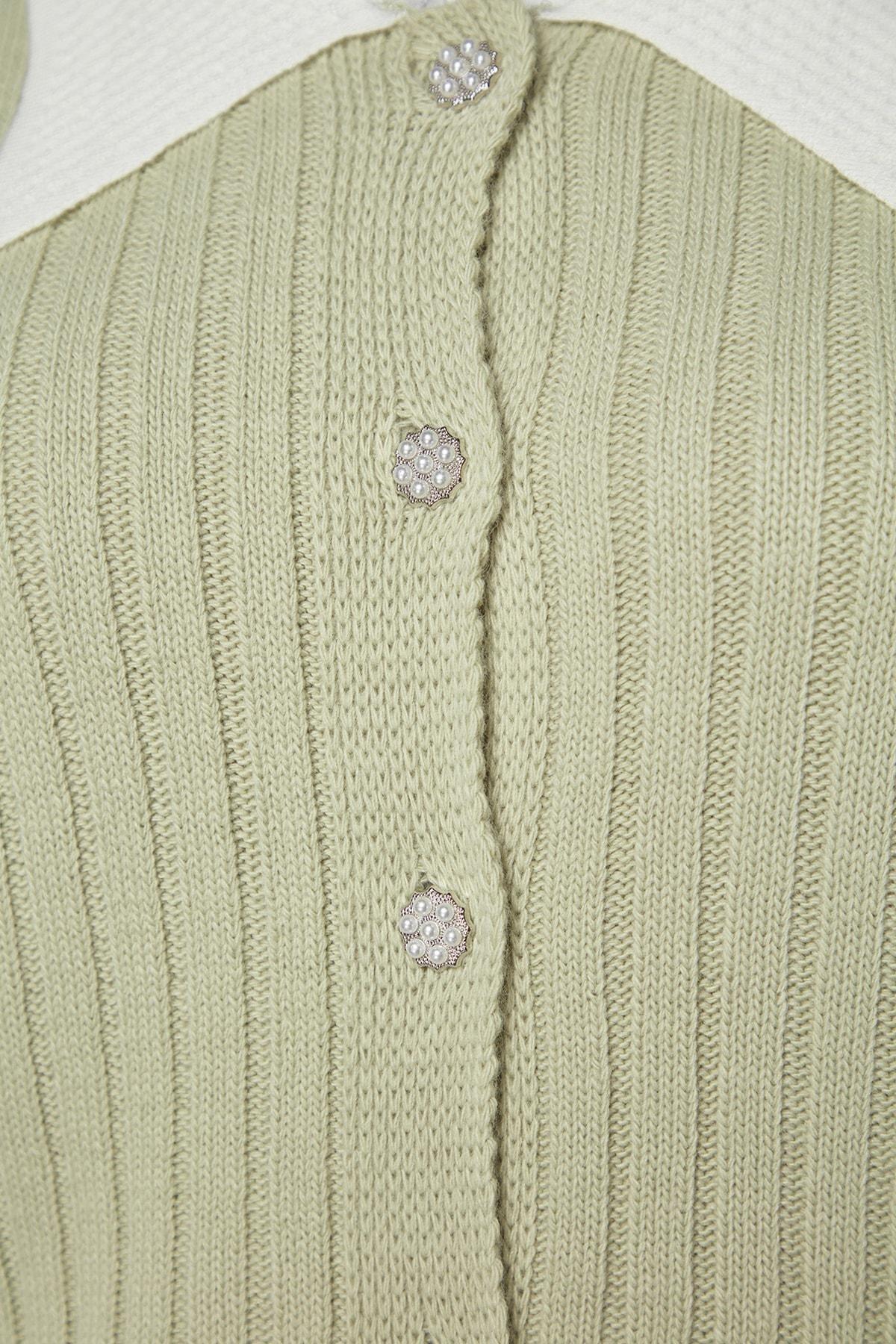 Green Peter Pan Collar Plus Size Cardigan, , large image number 6