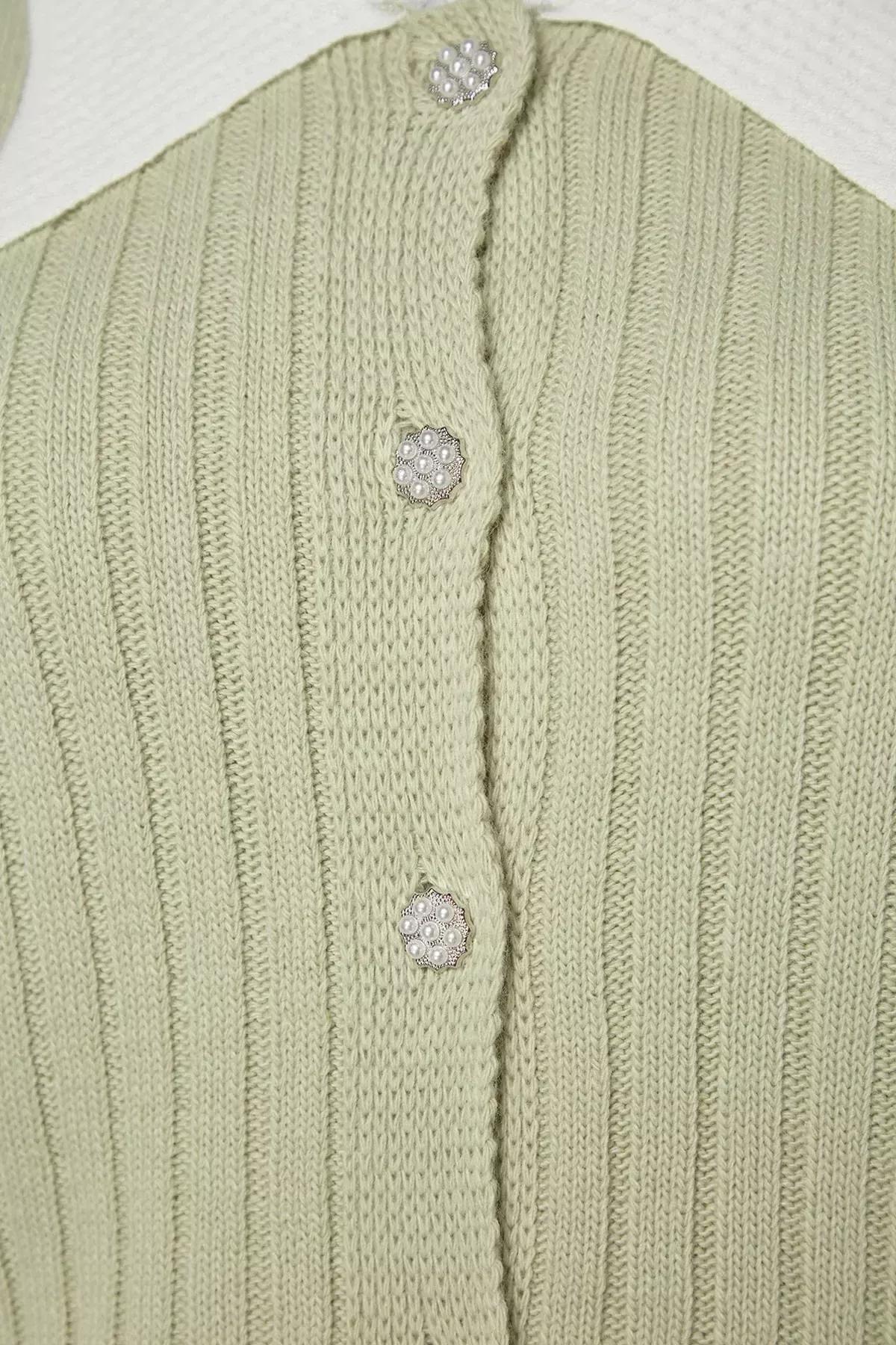 Green Peter Pan Collar Plus Size Cardigan, , large image number 6
