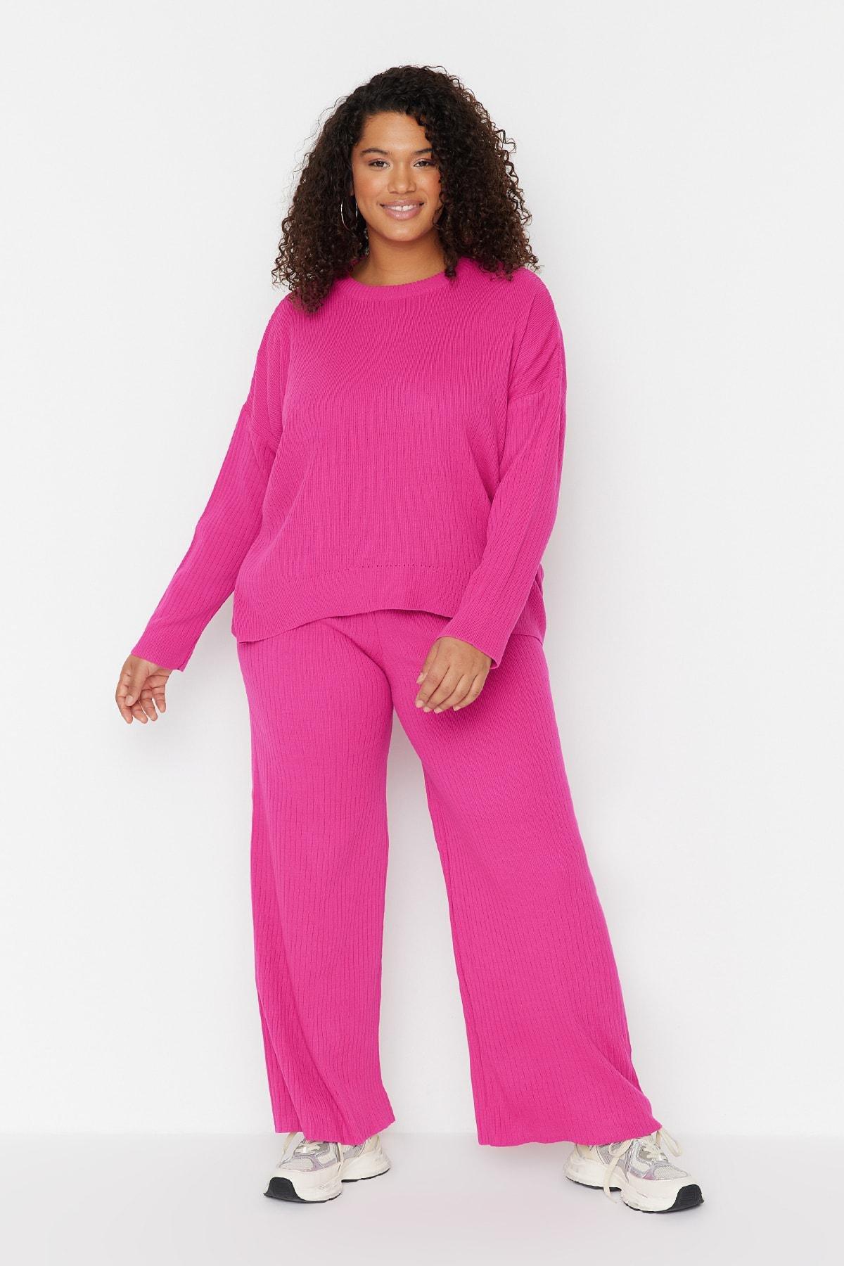 Purple High Waist Plus Size Co-Ord Set, , large image number 2