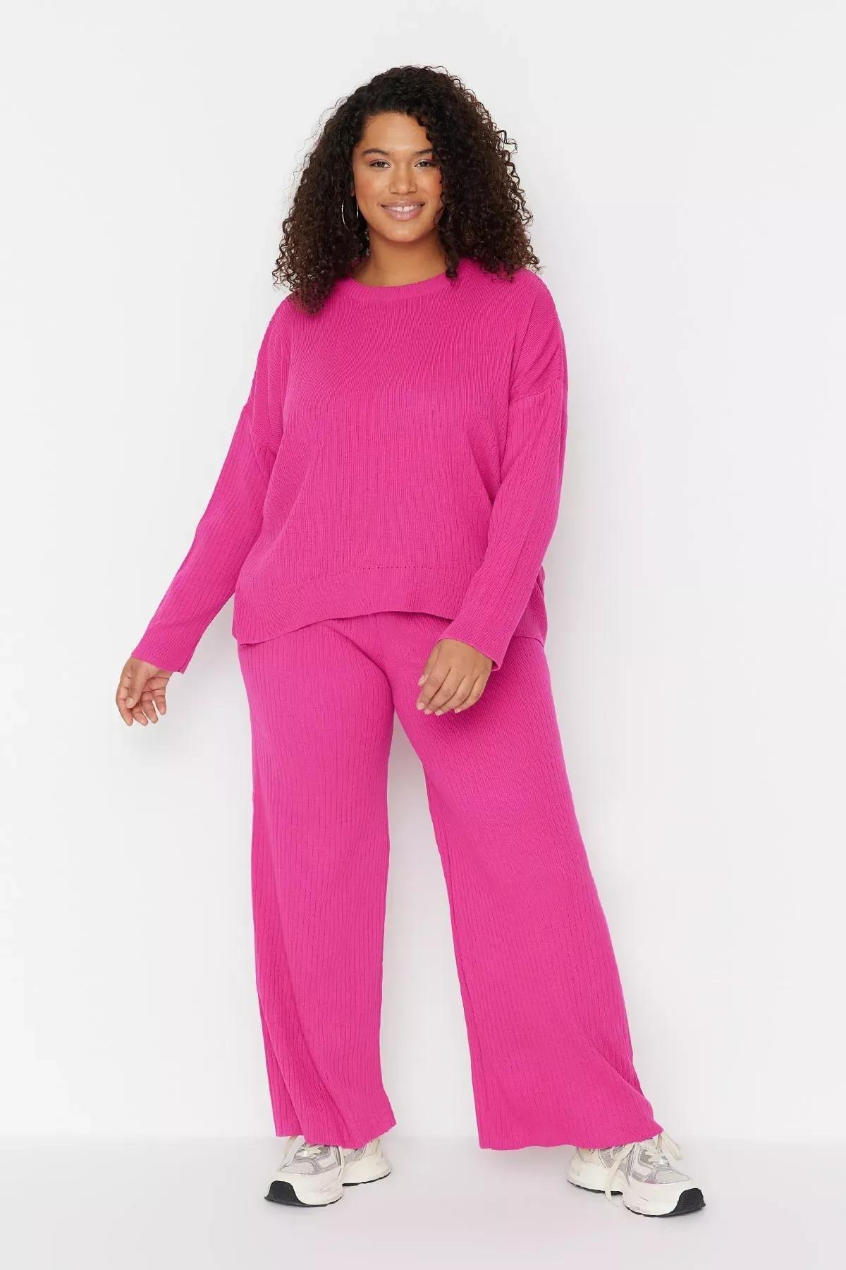 Purple High Waist Plus Size Co-Ord Set, , large image number 2