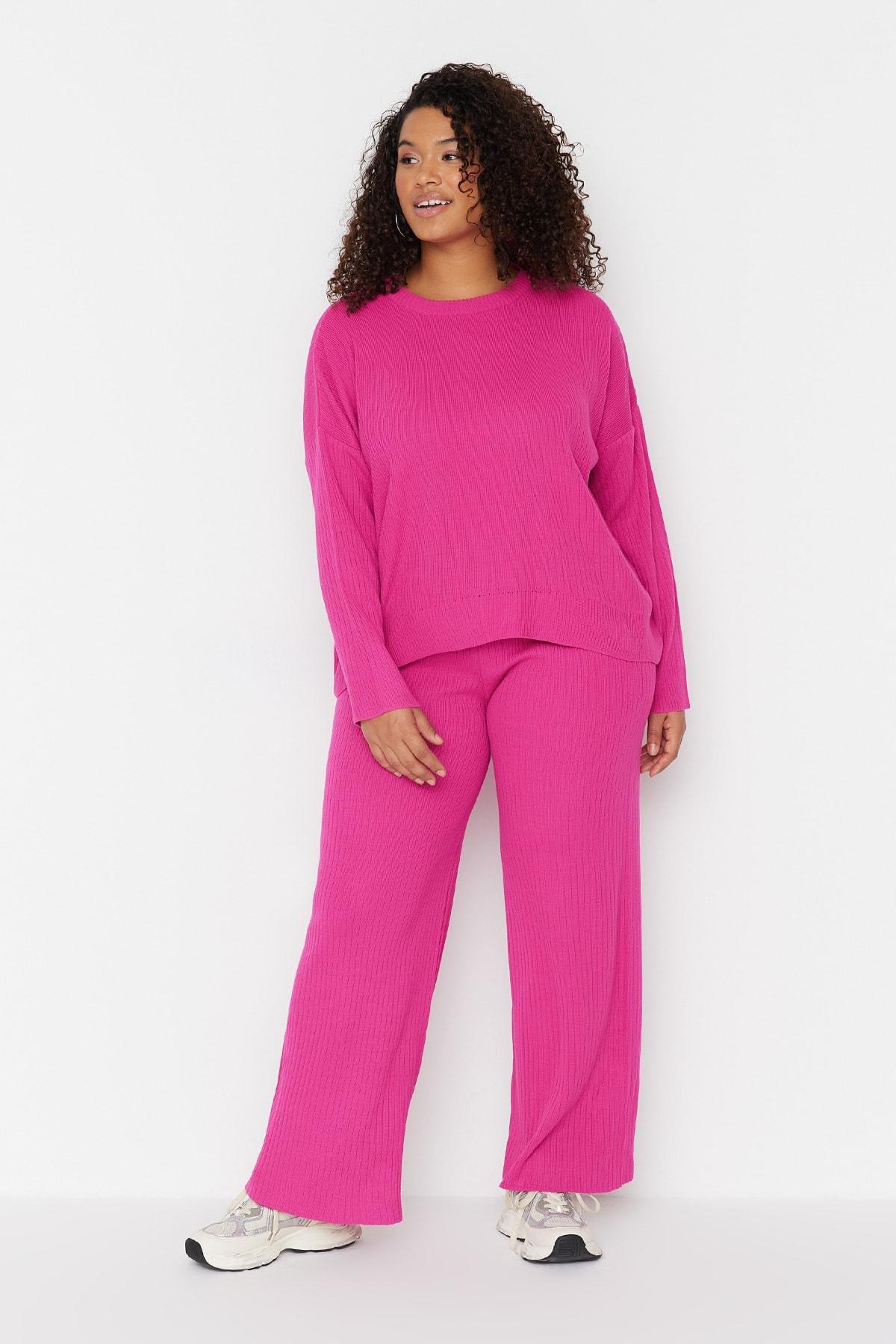 Purple High Waist Plus Size Co-Ord Set, , large image number 3
