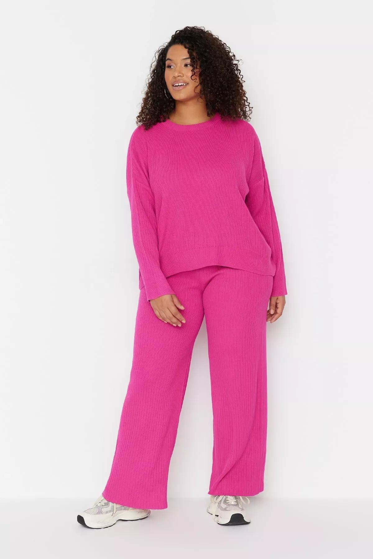 Purple High Waist Plus Size Co-Ord Set, Purple, large image number 3