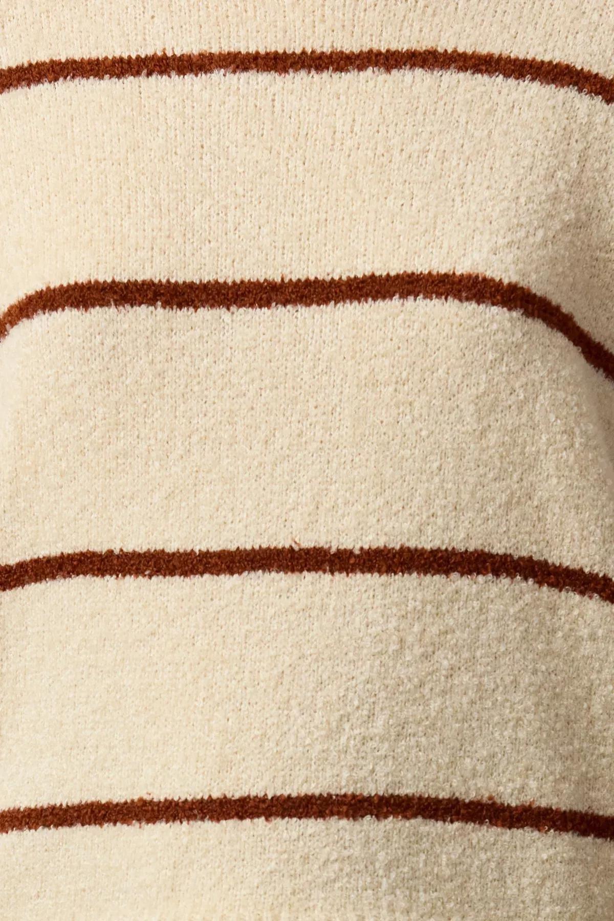 Brown Boucle Striped Knit Sweater, , large image number 2