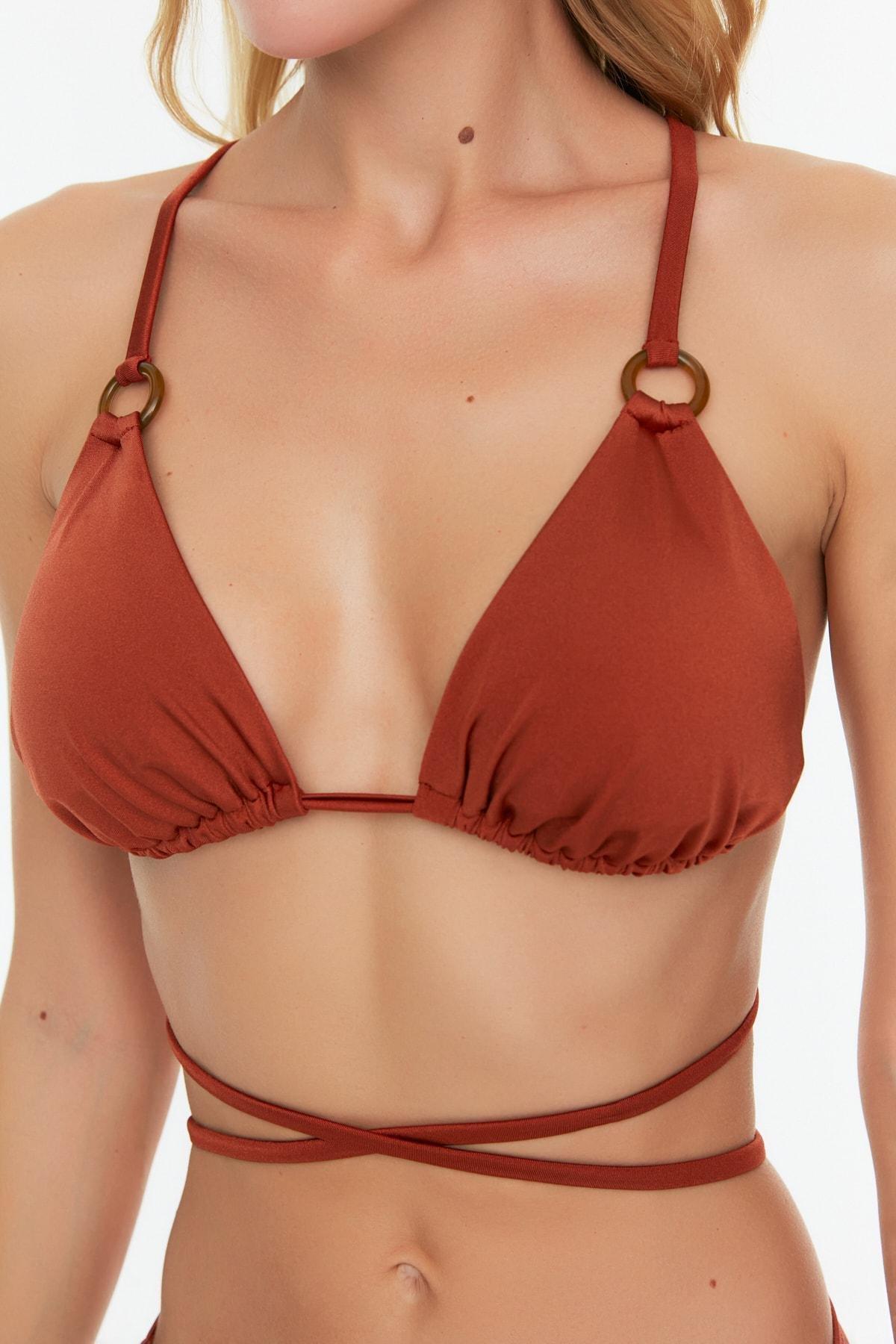قطعة بيكيني علوية بحمالات، بني, Brown, large image number 2