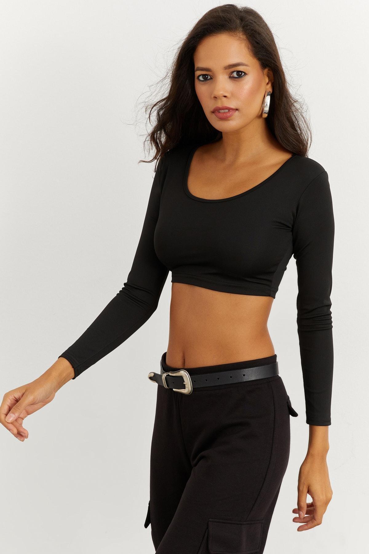 Black Bodycon Fitted Blouse, , large image number 4