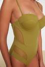 Trendyol - Green Plain Swimsuit
