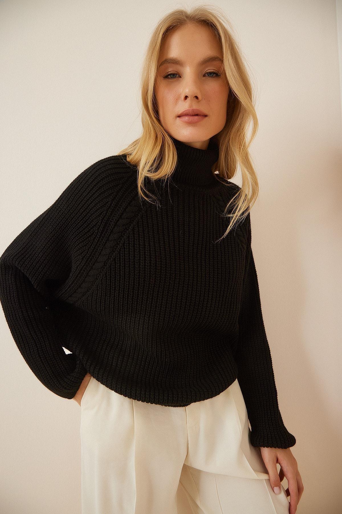 Black Turtleneck Oversize Sweater, , large image number 0