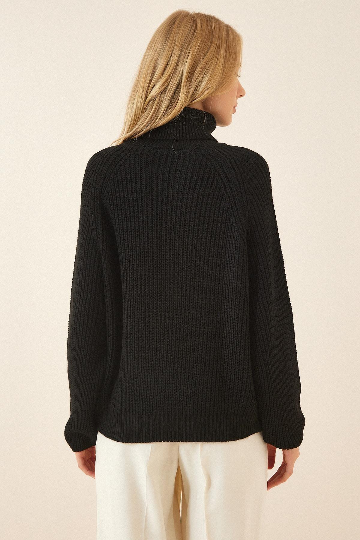Black Turtleneck Oversize Sweater, , large image number 2