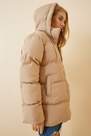 Happiness - Cream Beige Puffer Polyester Jacket
