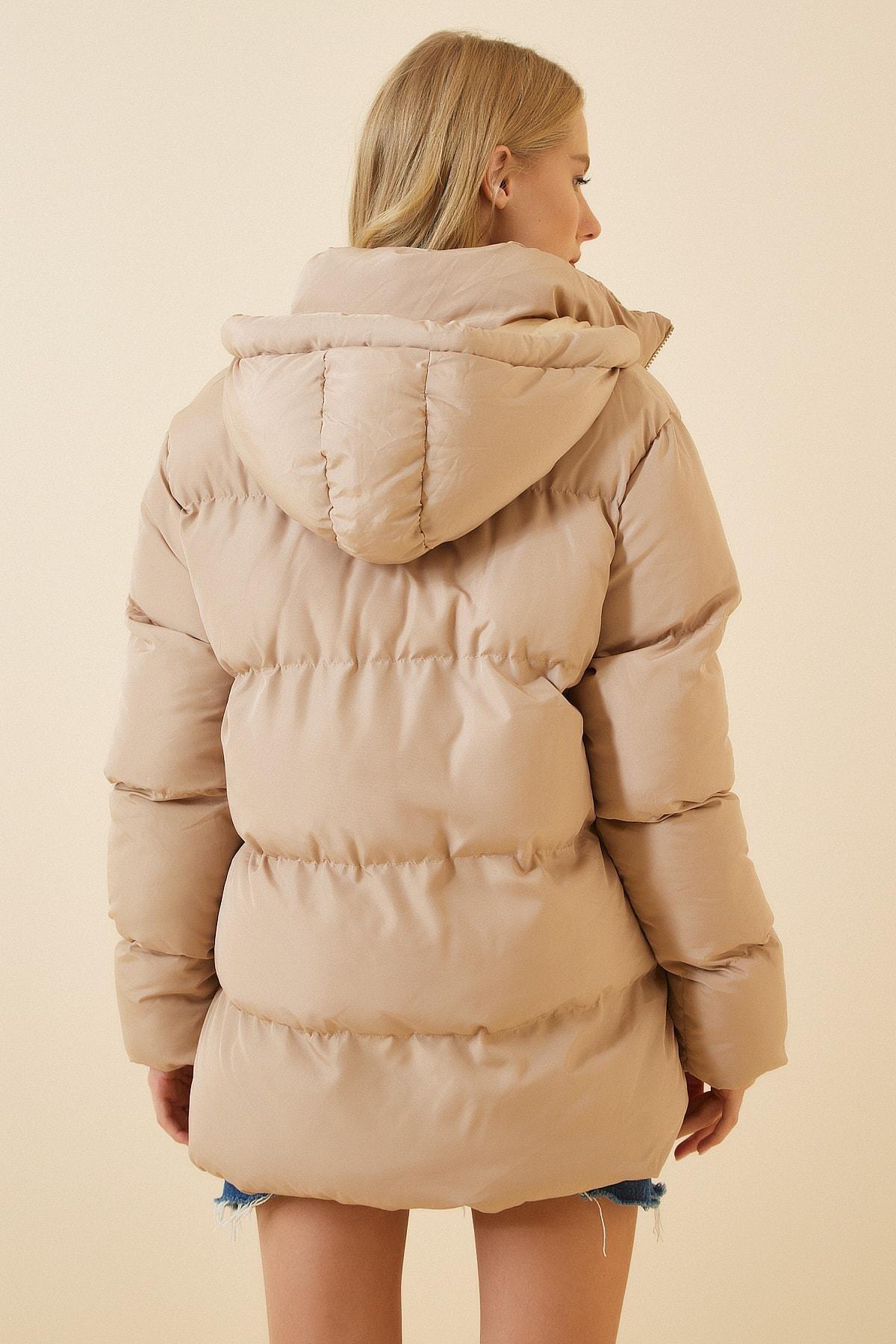 Happiness Istanbul - Cream Beige Puffer Polyester Jacket