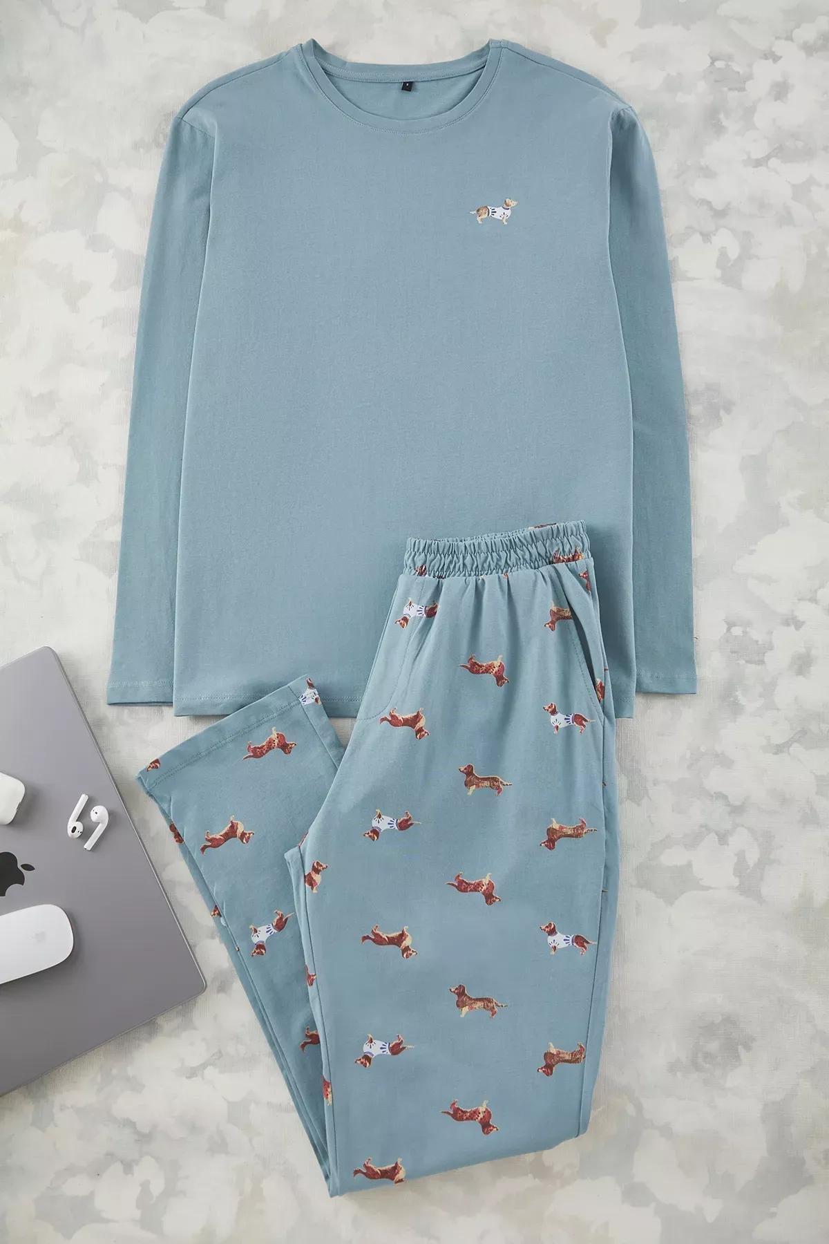 Blue Animal Pajama Set, , large image number 0