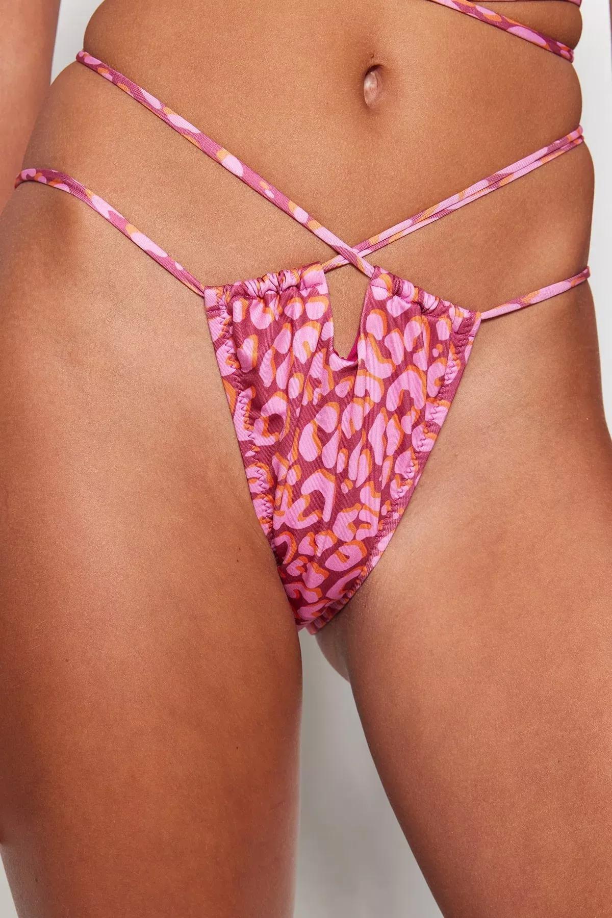 Multicolour Animal Print Bikini Bottom, Multicolor, medium