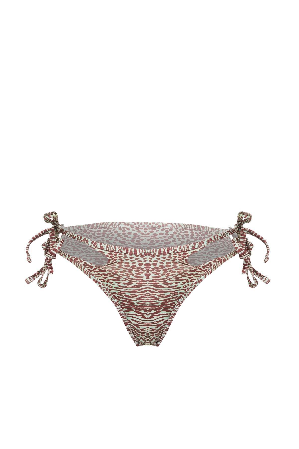 Brown Animal Pattern Bikini Bottoms, Multicolor, large image number 12