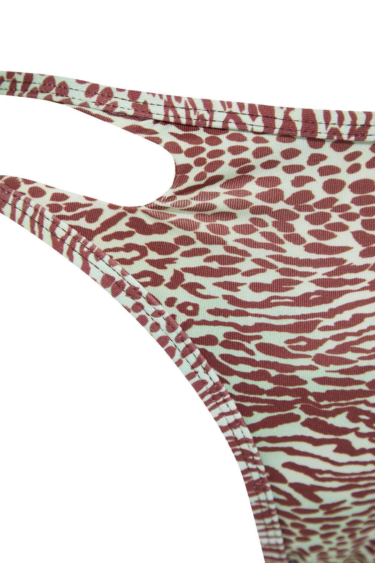 Brown Animal Pattern Bikini Bottoms, Multicolor, large image number 14