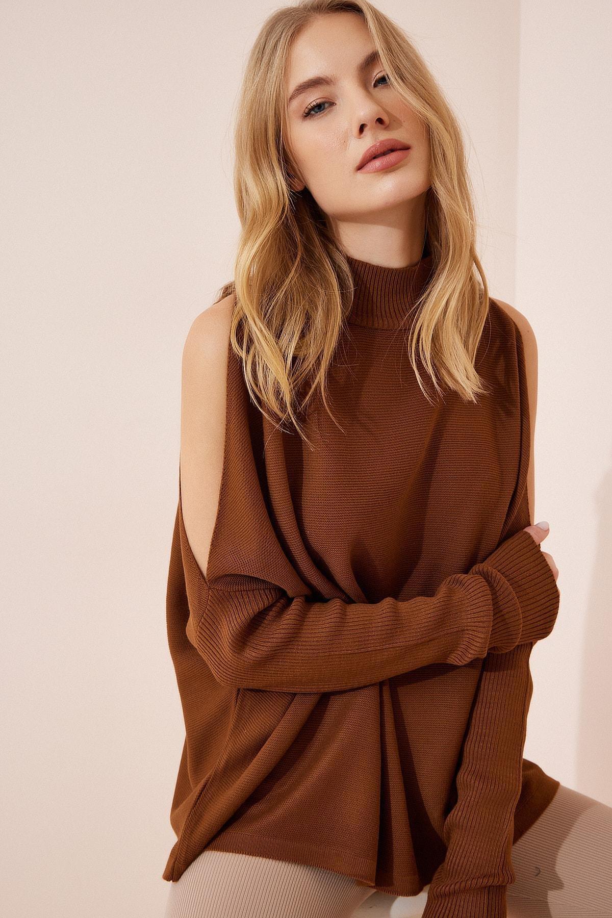 Happiness Istanbul - Brown Baisc Oversize Sweater
