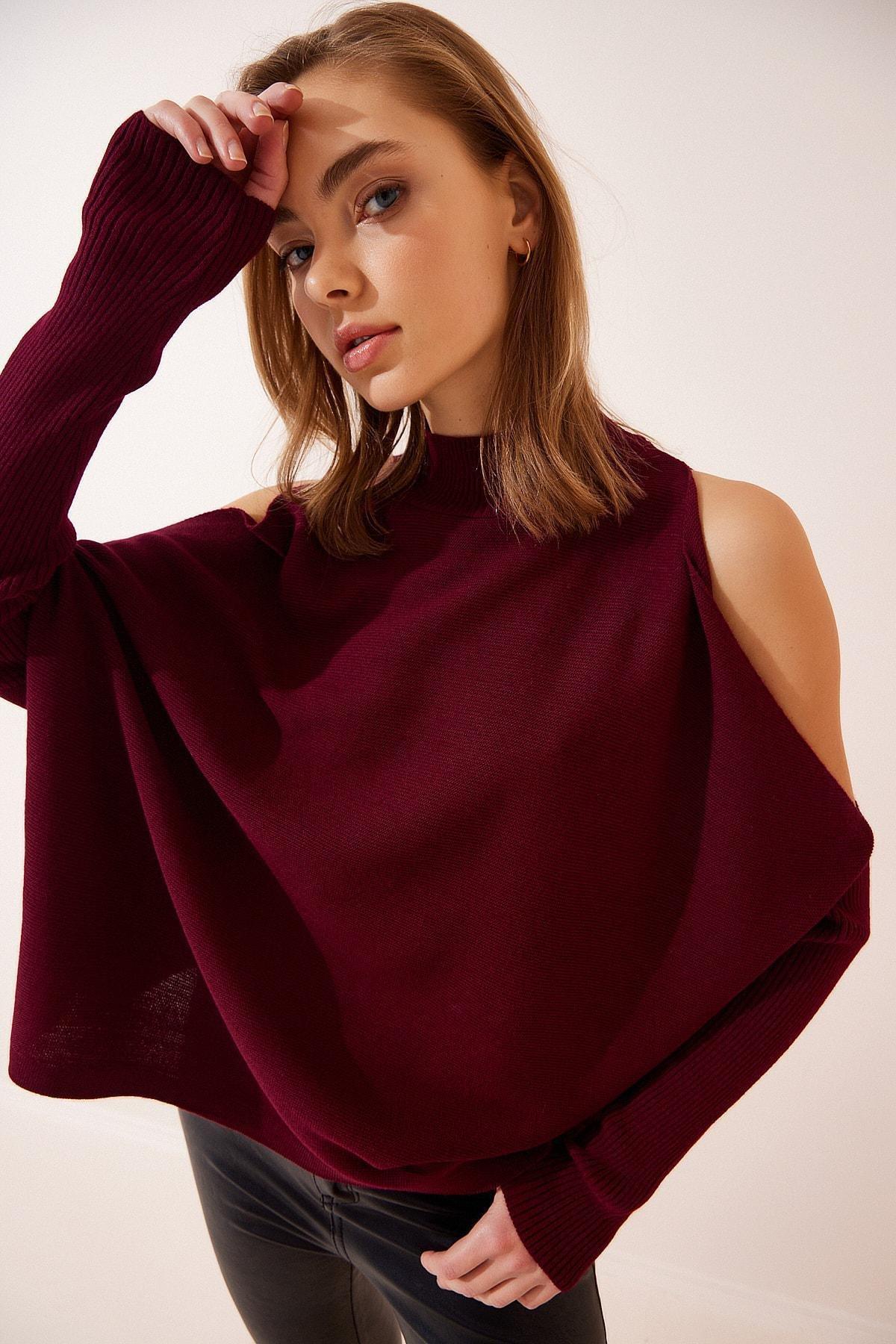 Burgundy Basic Oversized Sweater, Burgundy, large image number 1