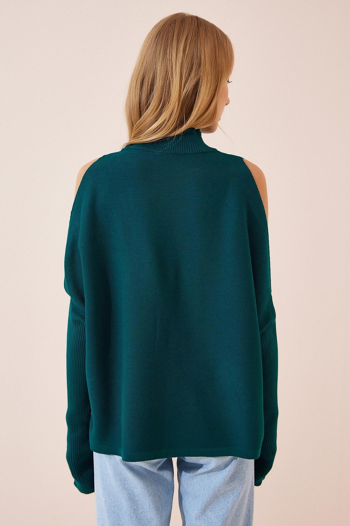 Green Basic Oversized Sweater, Emerald, large image number 4