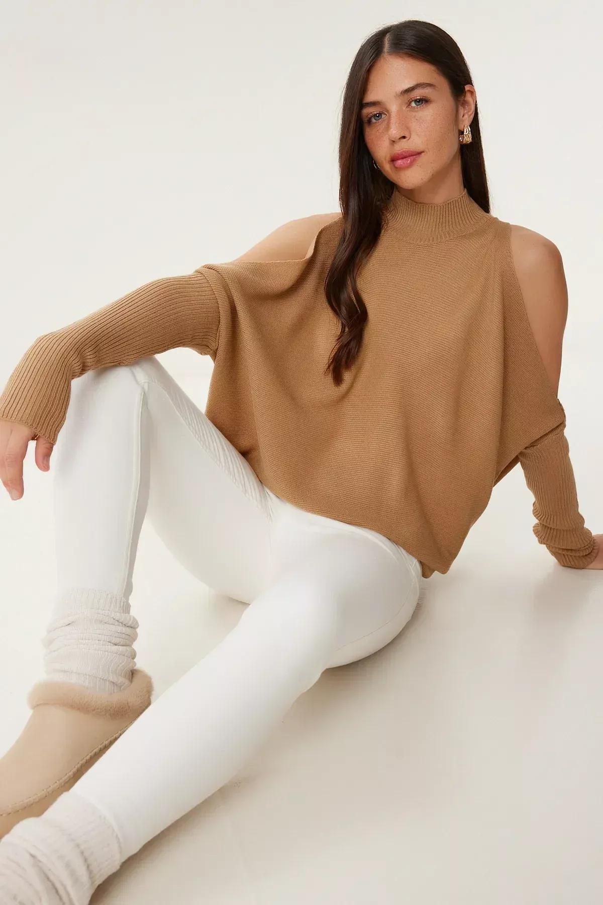 Beige Oversized Sweater, BISCUIT, large image number 0