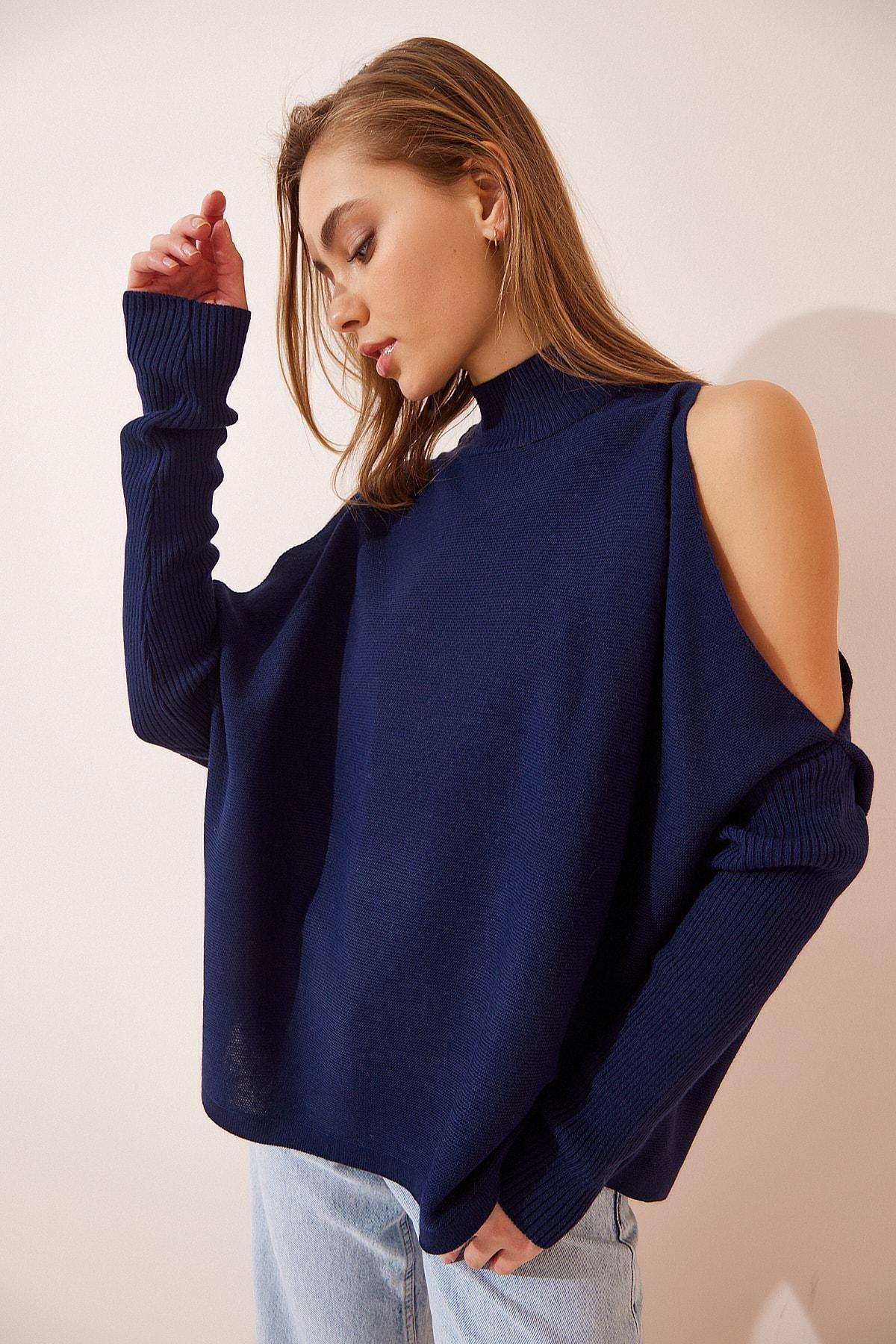 Navy Basic Oversized Sweater, Navy blue, large image number 2