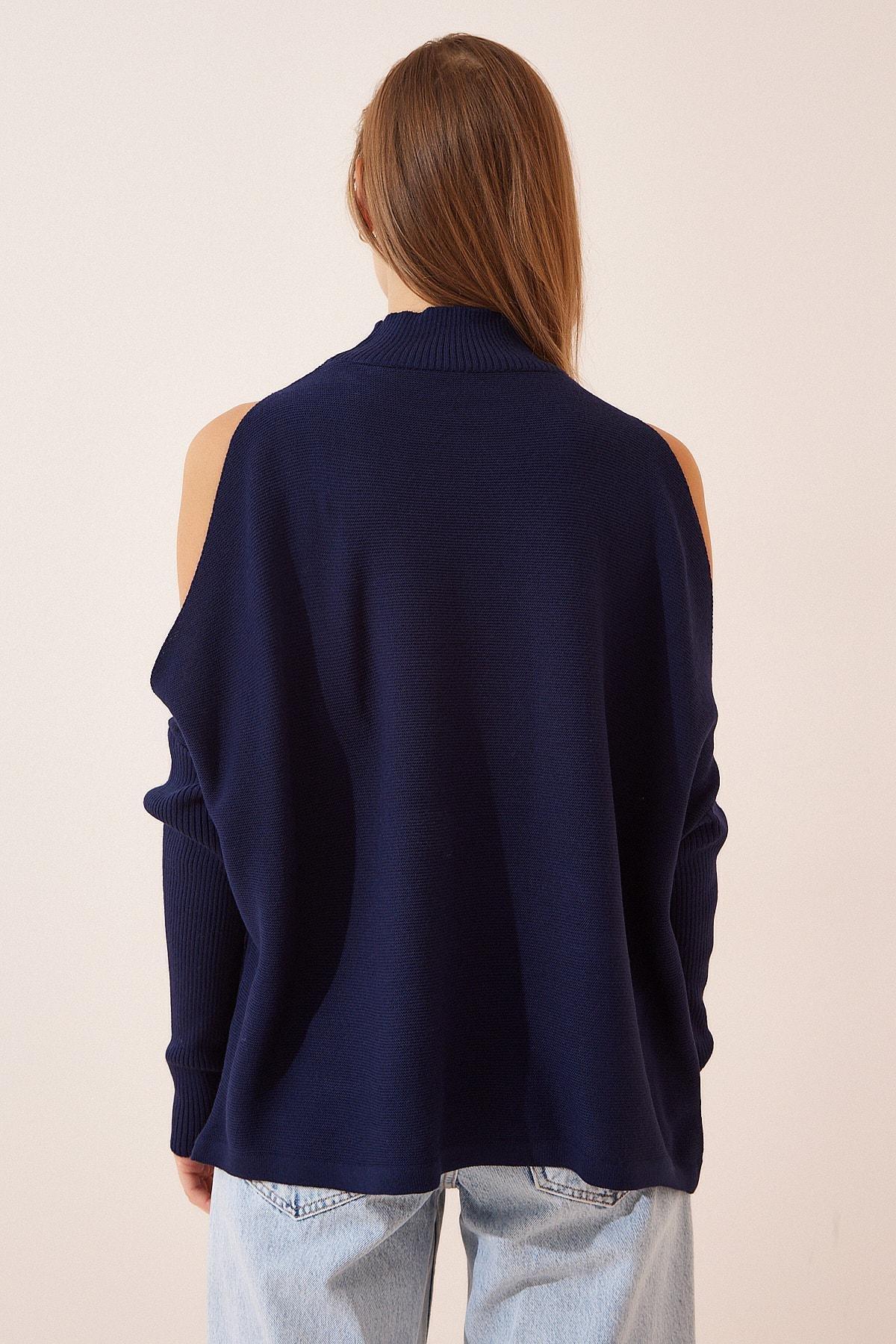 Navy Basic Oversized Sweater, Navy blue, large image number 3