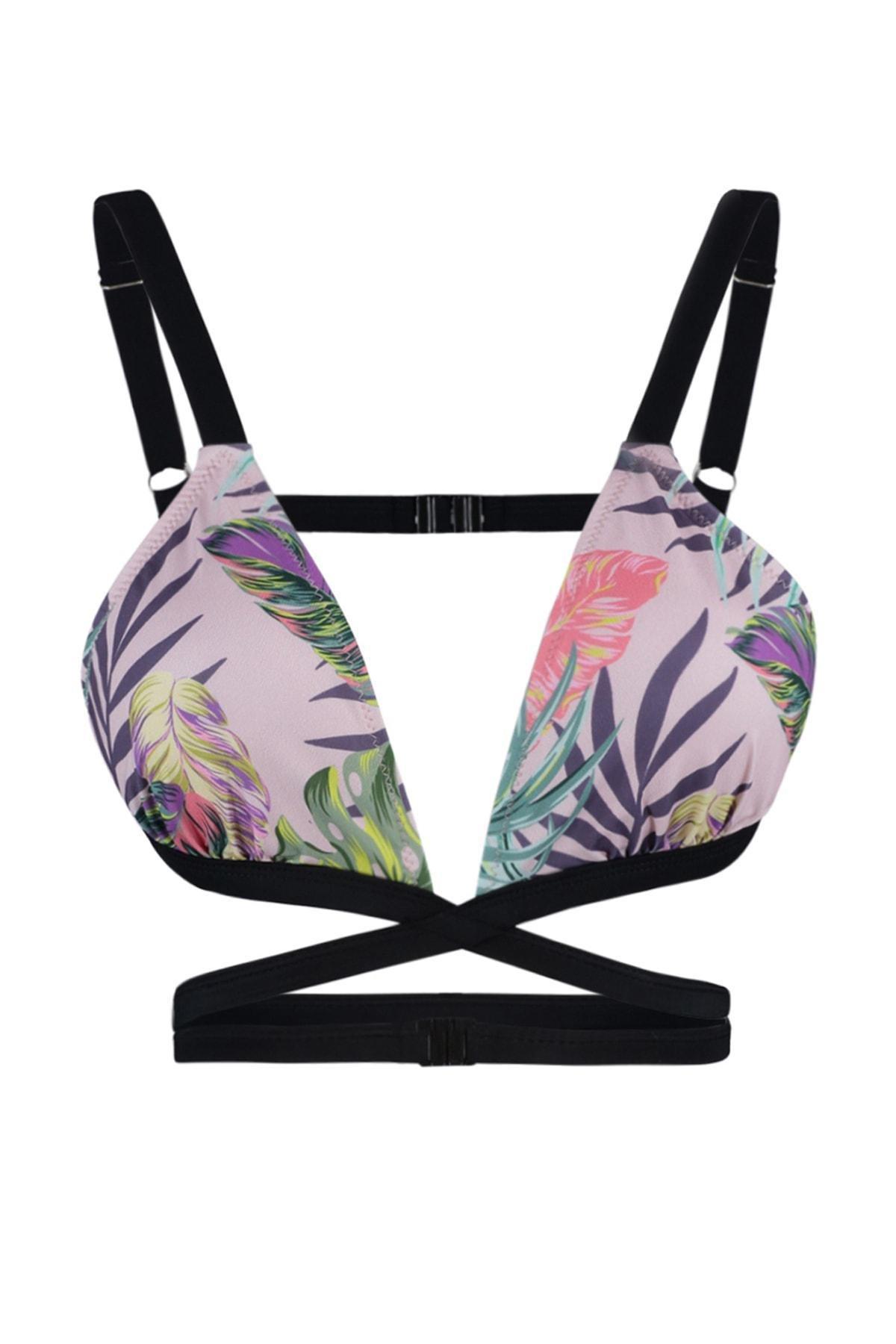 Pink Floral Bikini Top, Pink, large image number 0