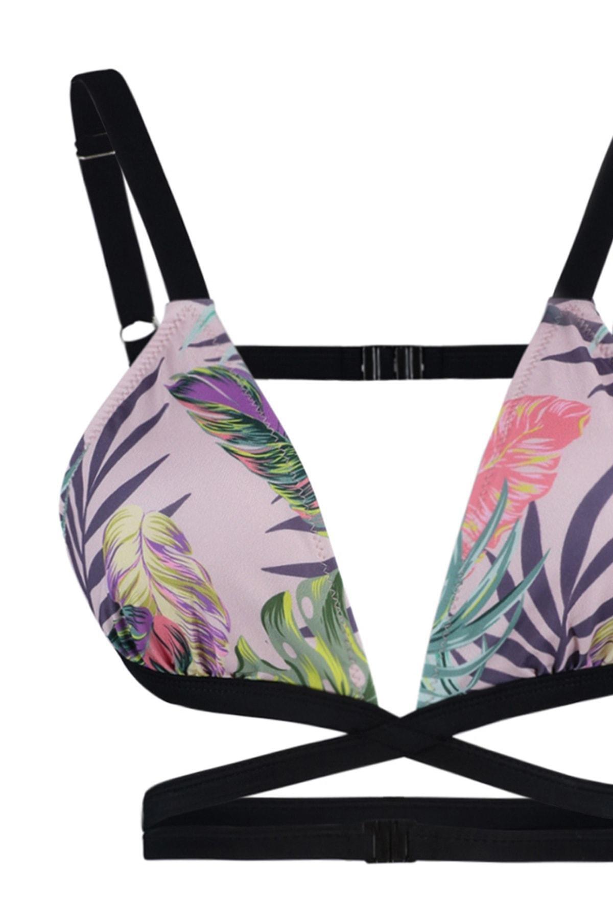 Pink Floral Bikini Top, Pink, large image number 4