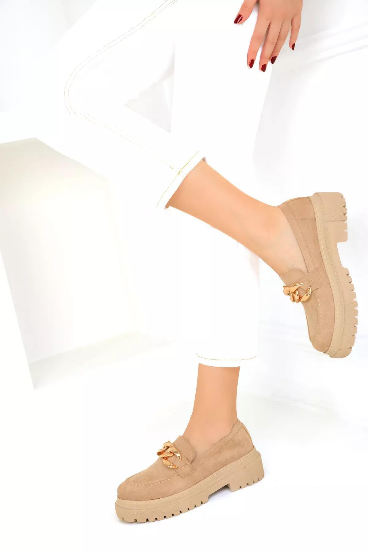Nude Suede Loafers, , large image number 0