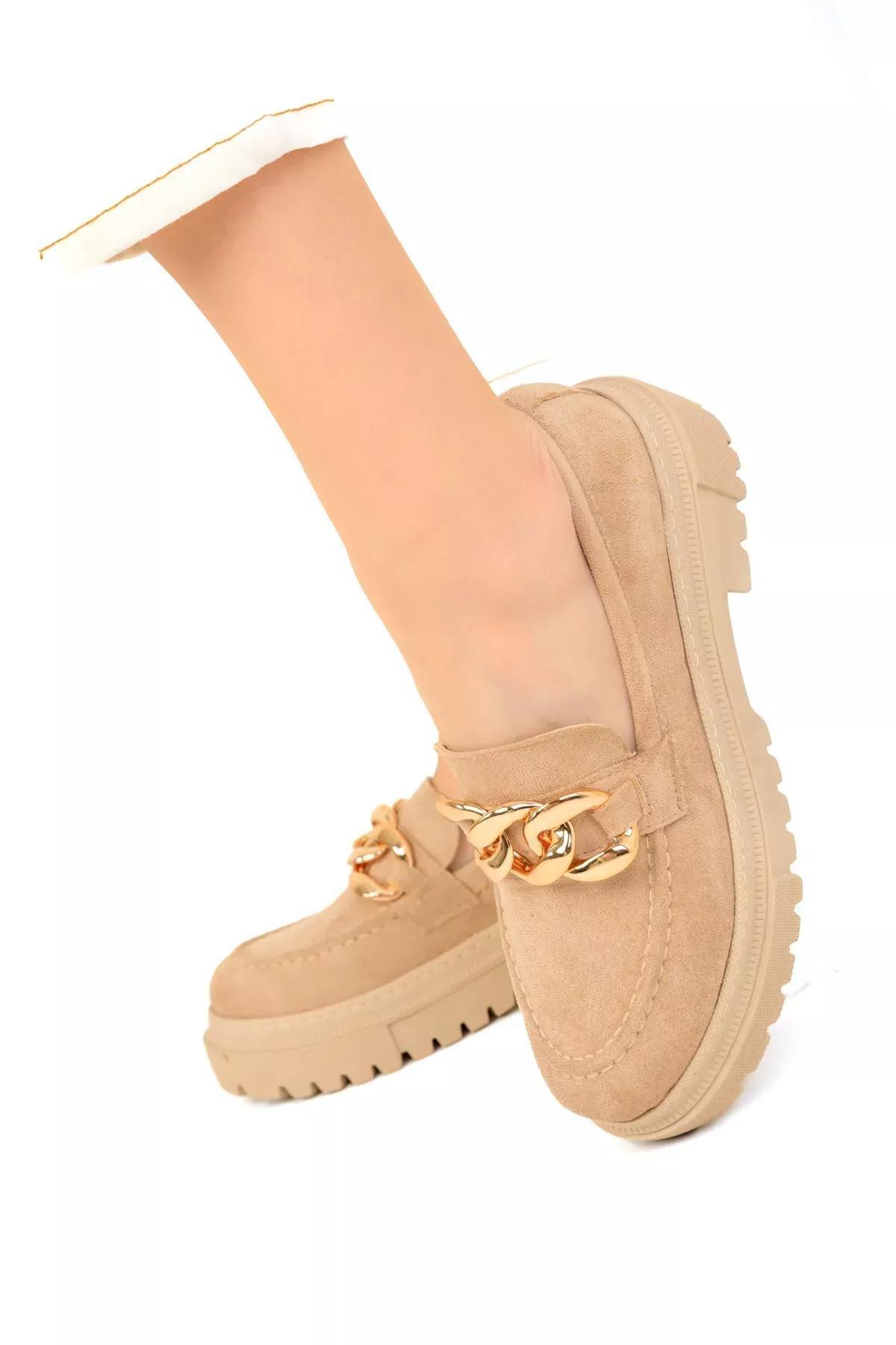 Nude Suede Loafers, , large image number 1
