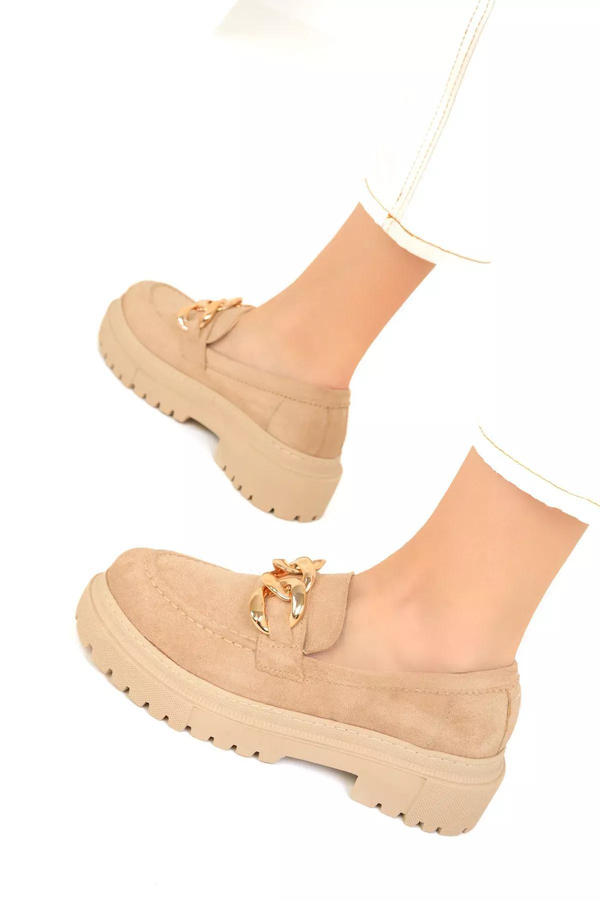 Nude Suede Loafers, , large image number 2
