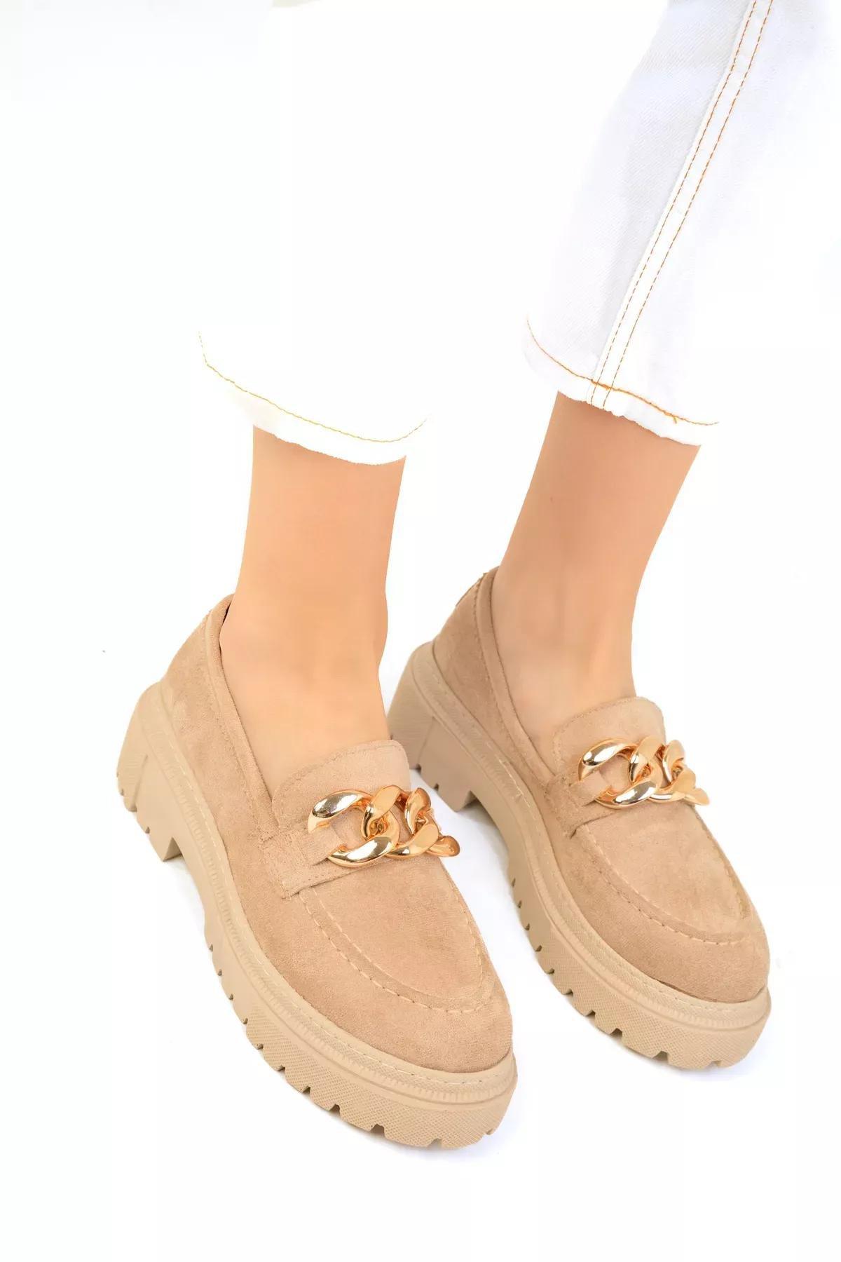 Nude Suede Loafers, , large image number 3