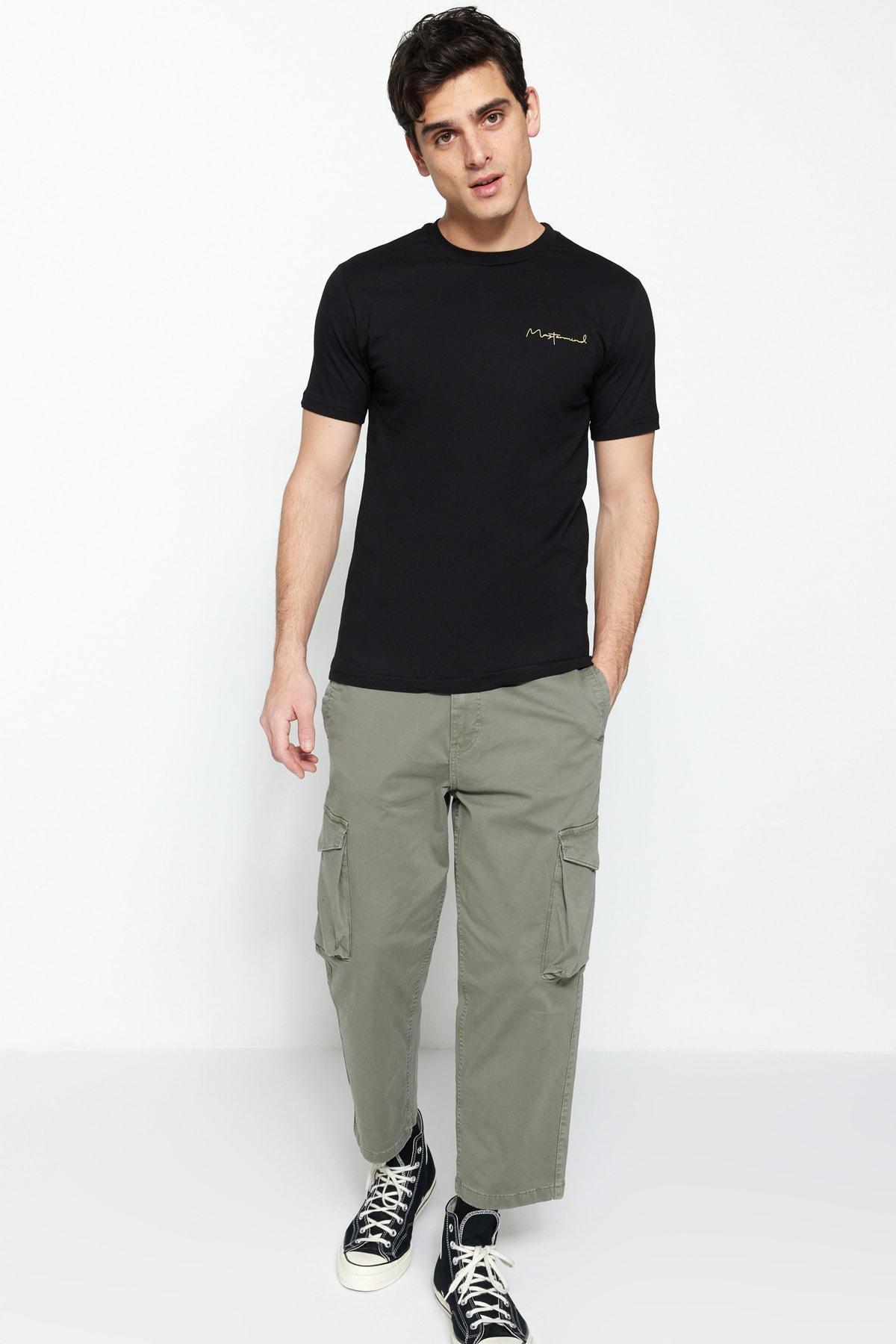 Black Printed Slim T-Shirt, , large image number 2