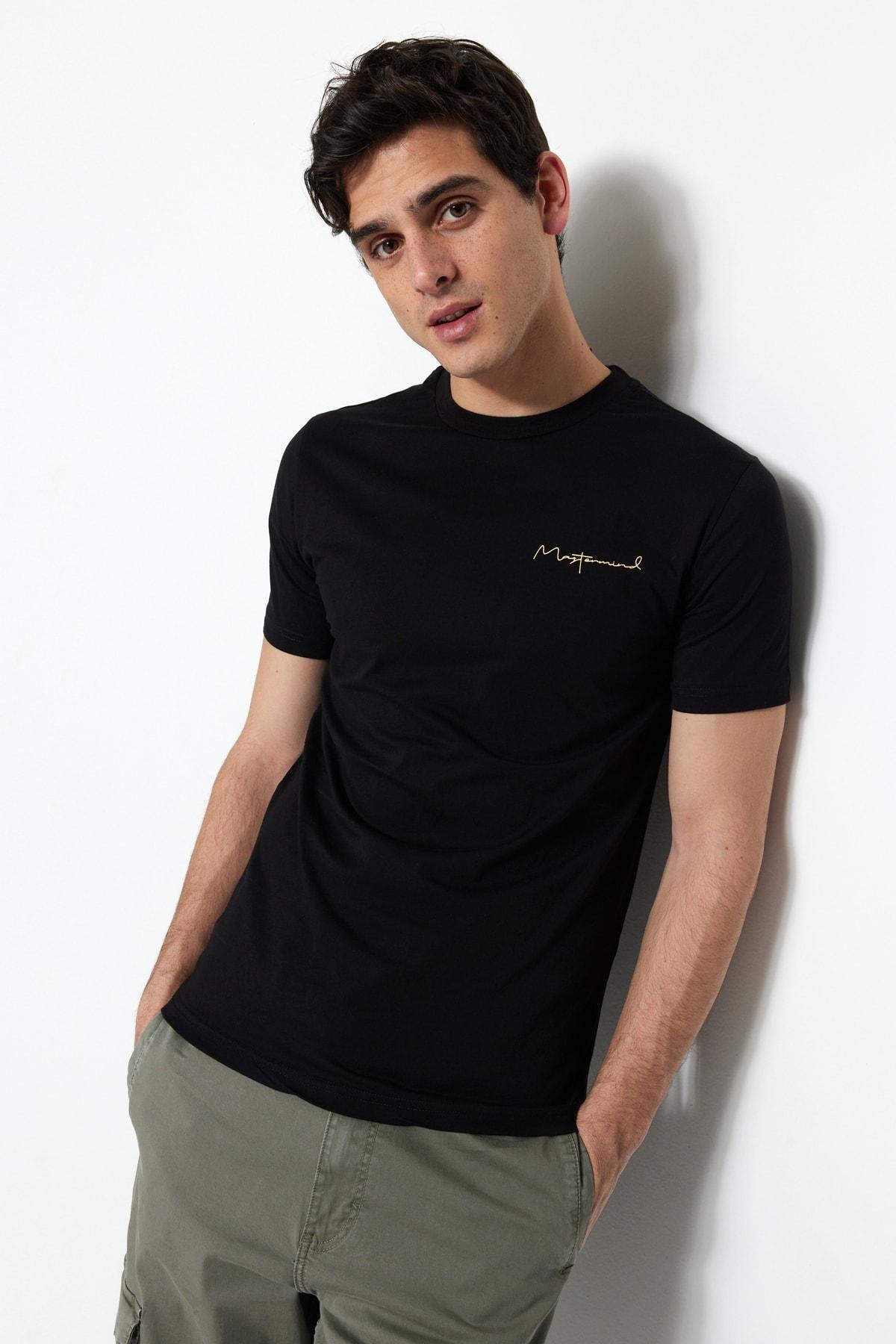 Black Printed Slim T-Shirt, , large image number 3