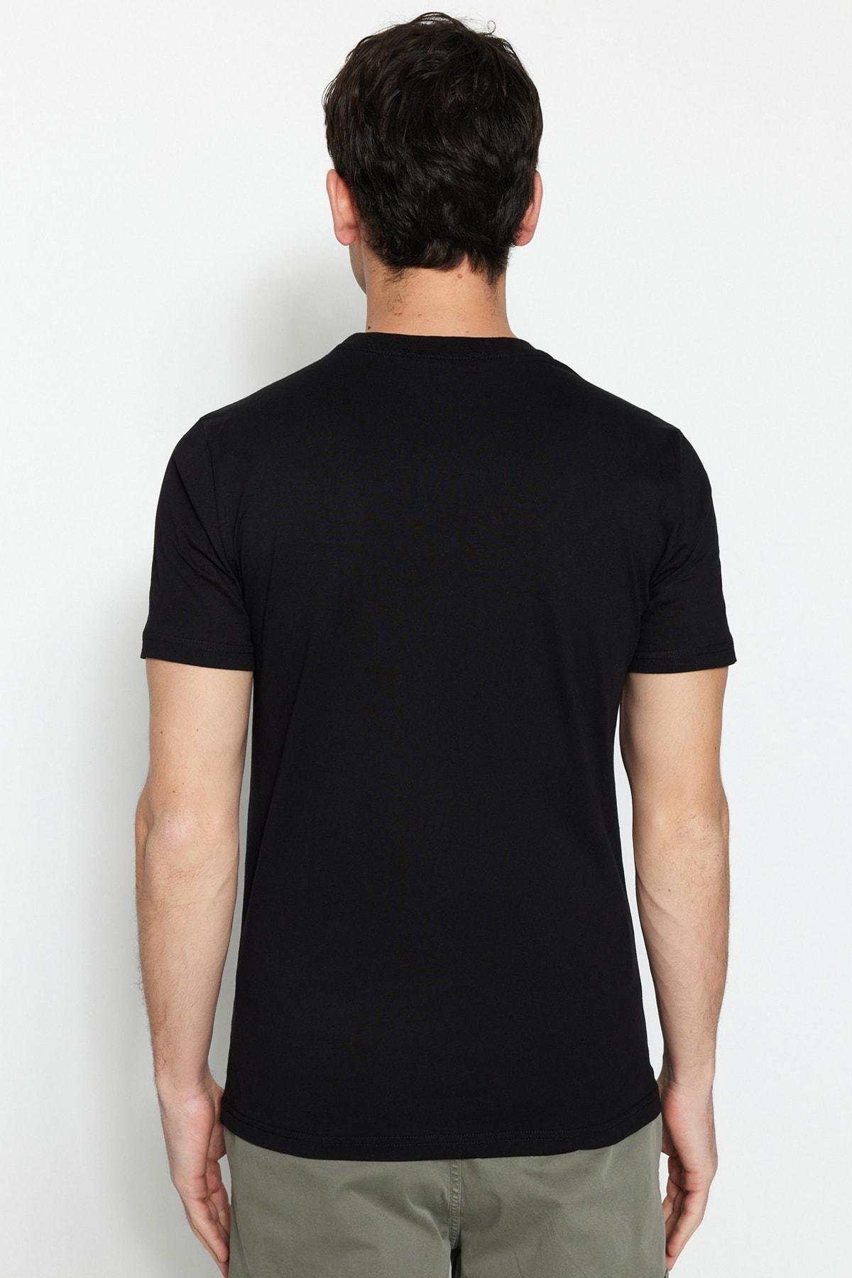 Black Printed Slim T-Shirt, , large image number 4
