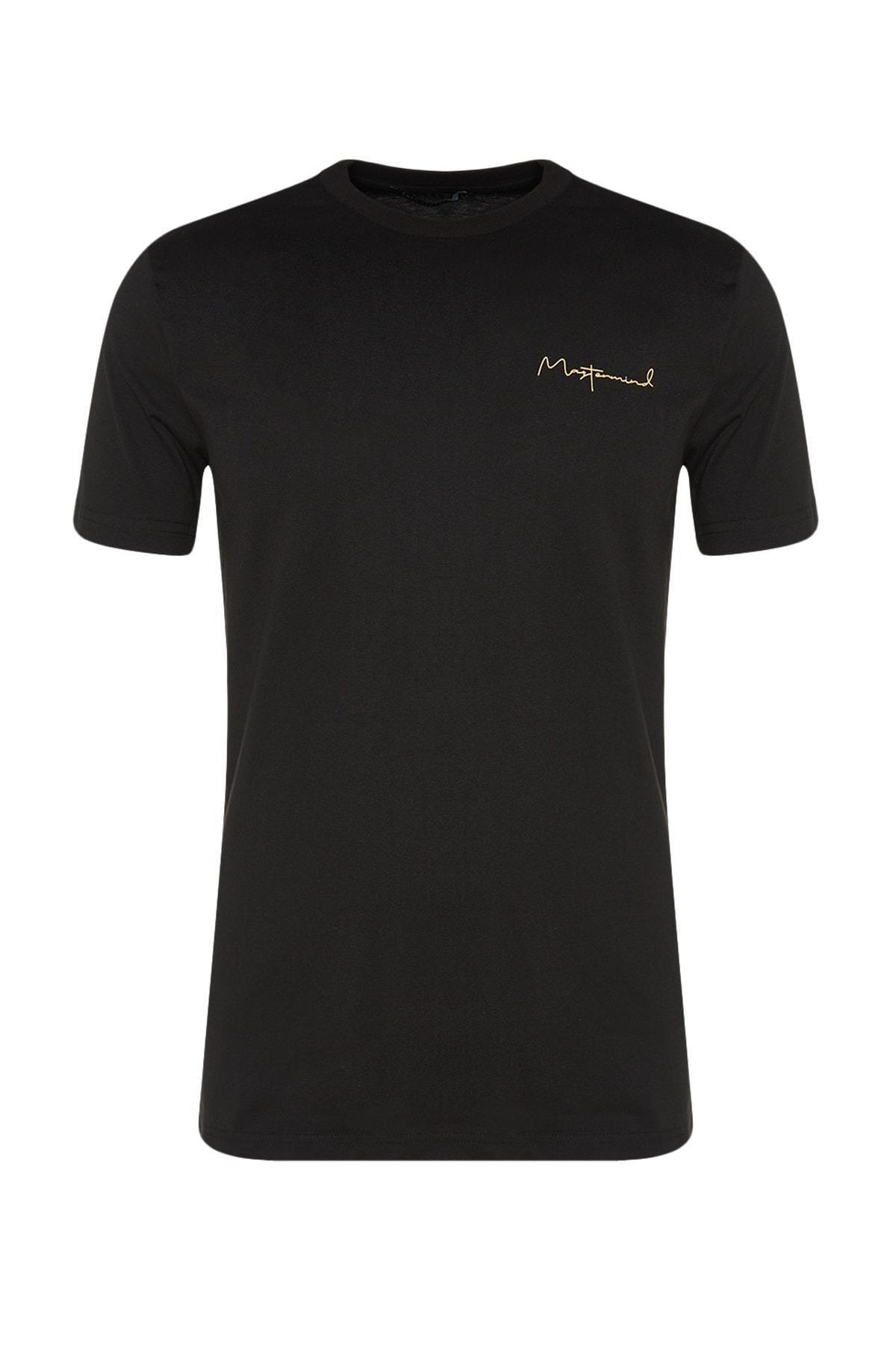 Black Printed Slim T-Shirt, , large image number 5