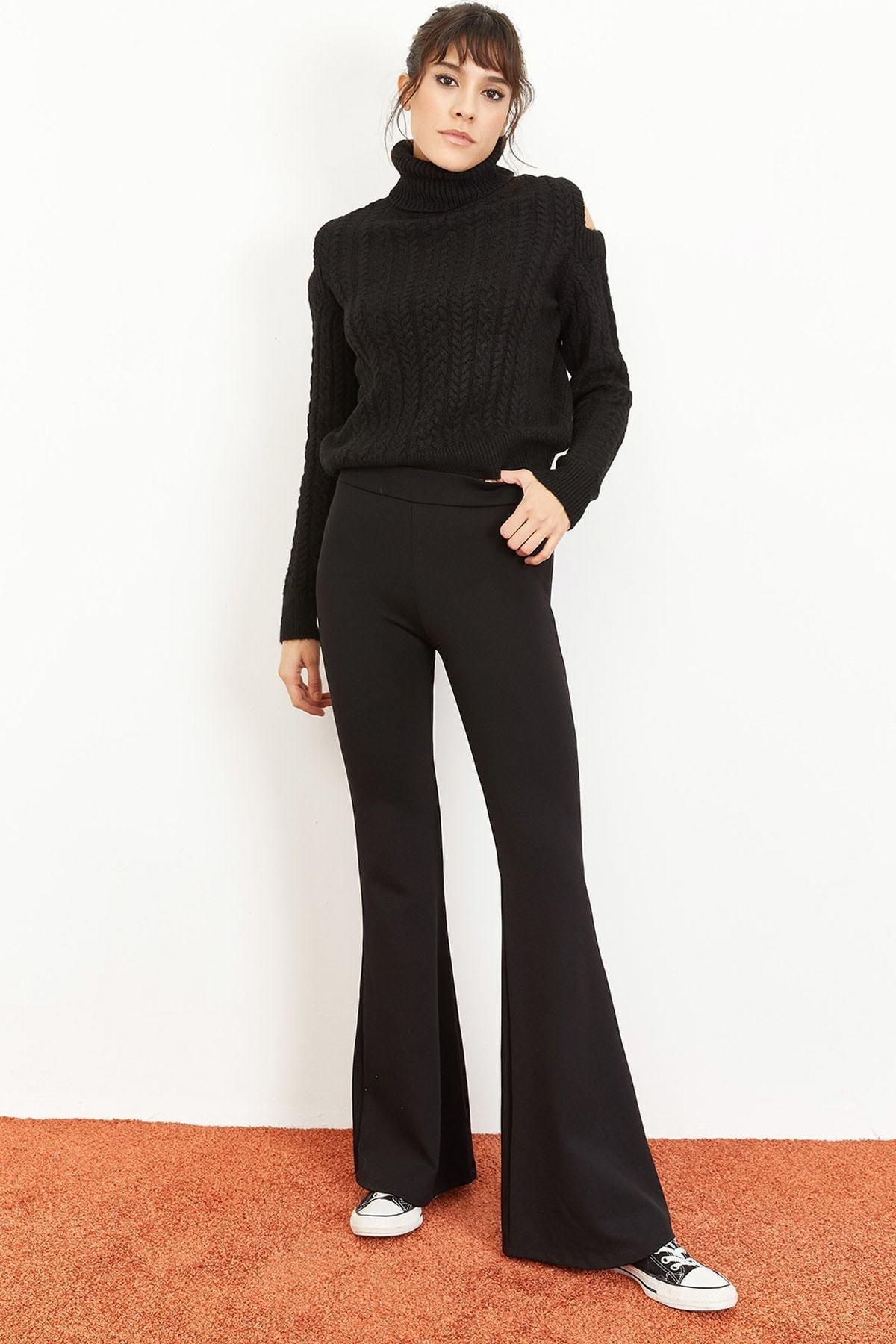 Black Knitted Compression Leggings, , large image number 0