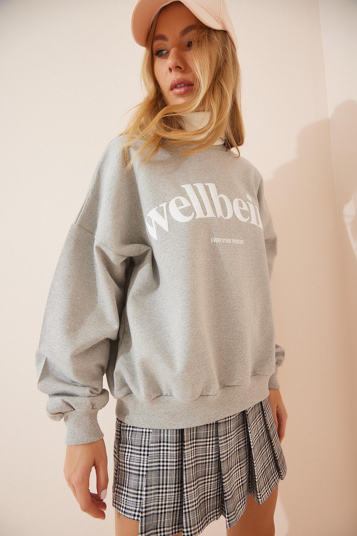 Gray Crew Neck Printed Sweatshirt, Grey, large image number 2