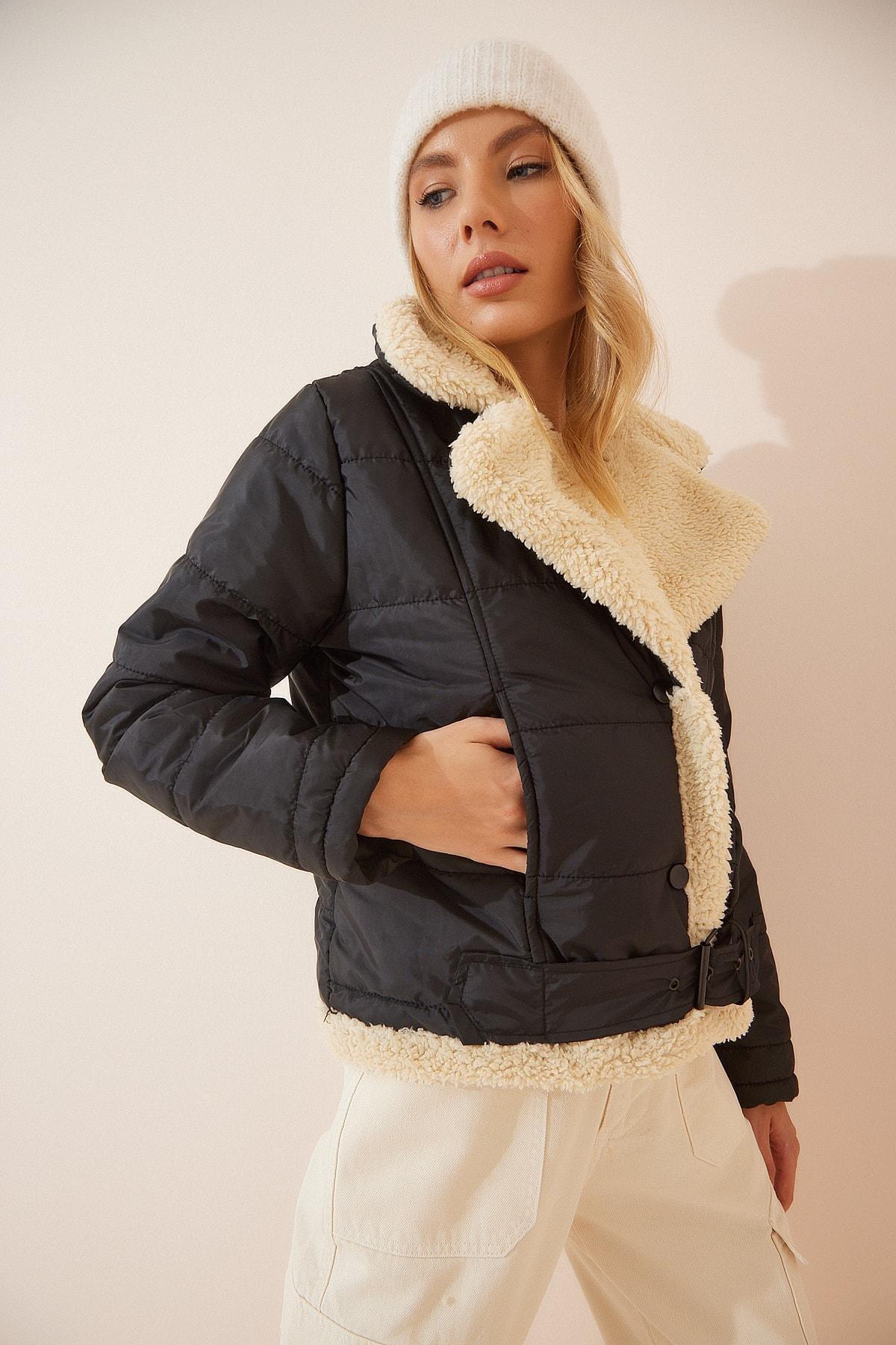 Black Colourblock Biker Jacket, , medium