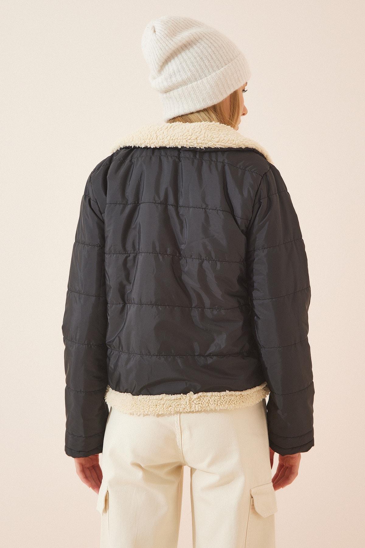 Black Colourblock Biker Jacket, BLACK, large image number 3