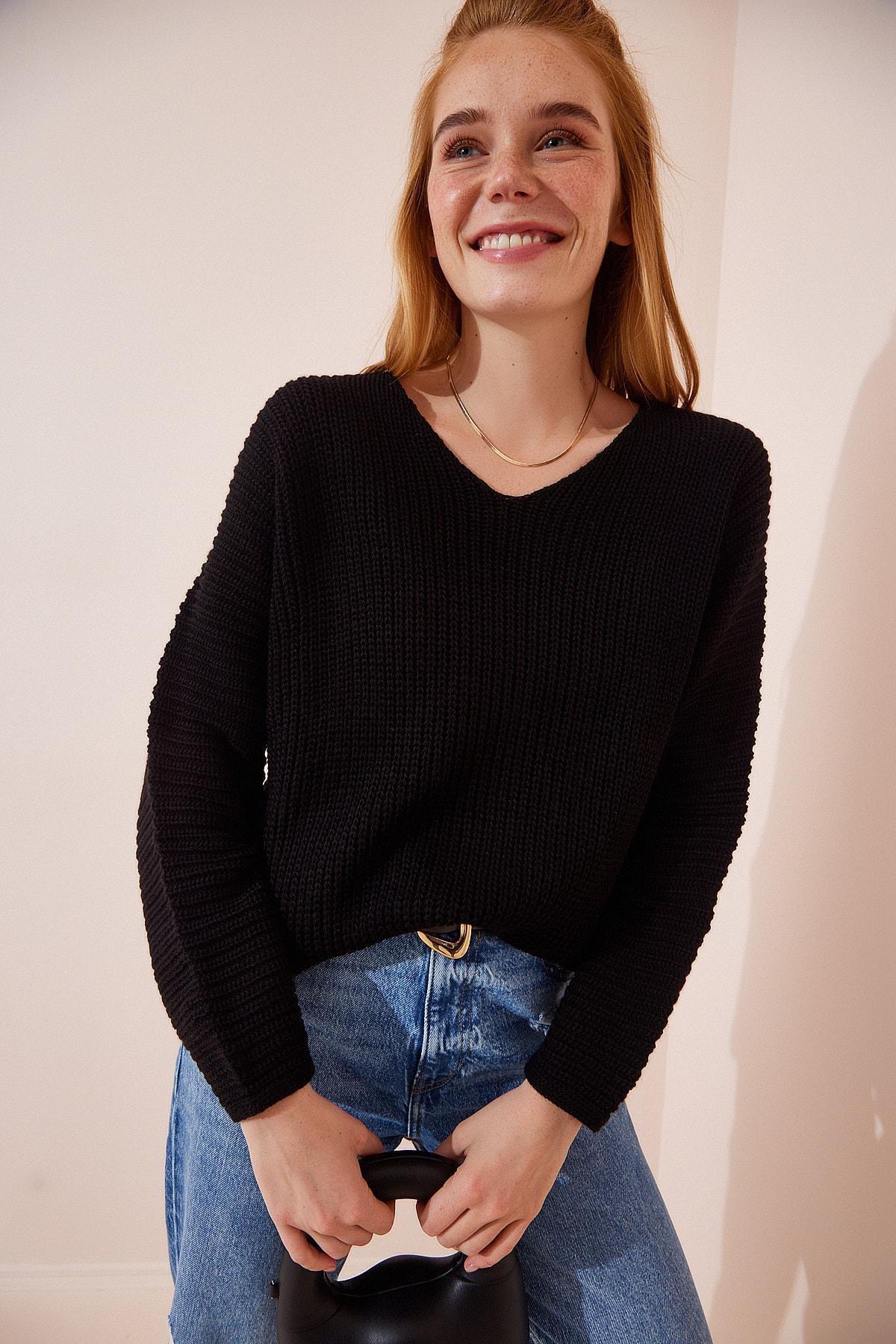 Black Acrylic Oversize Sweater, BLACK, large image number 2