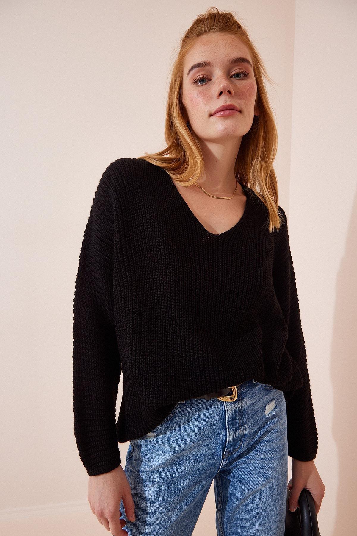 Black Acrylic Oversize Sweater, BLACK, large image number 3