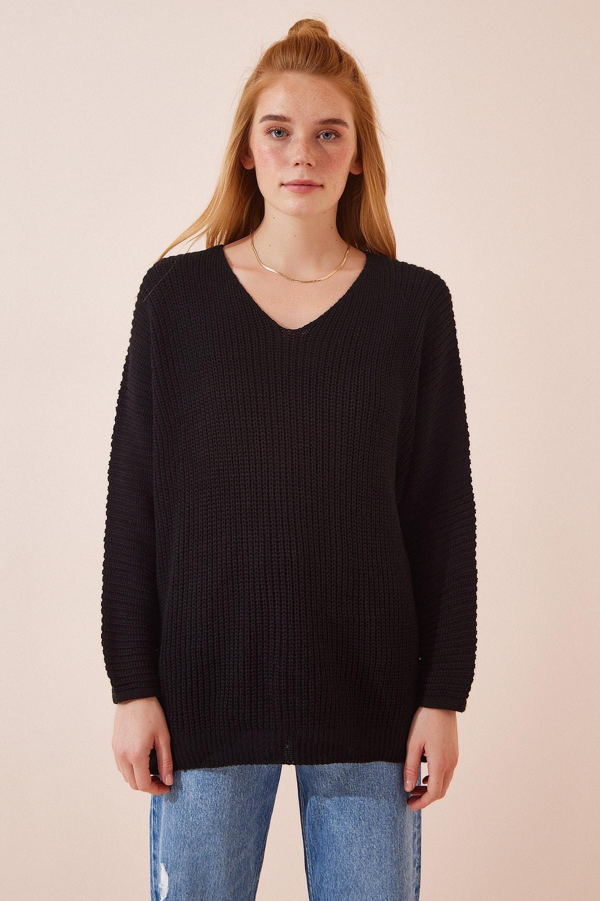 Black Acrylic Oversize Sweater, BLACK, large image number 4