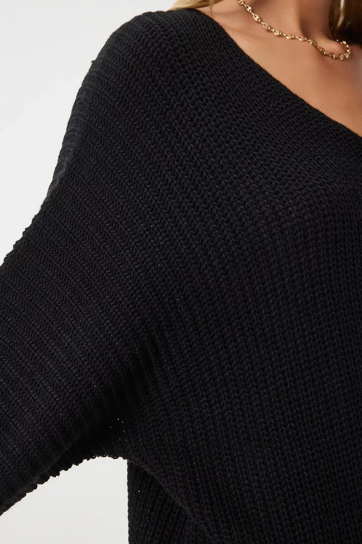 Black Acrylic Oversize Sweater, BLACK, large image number 5